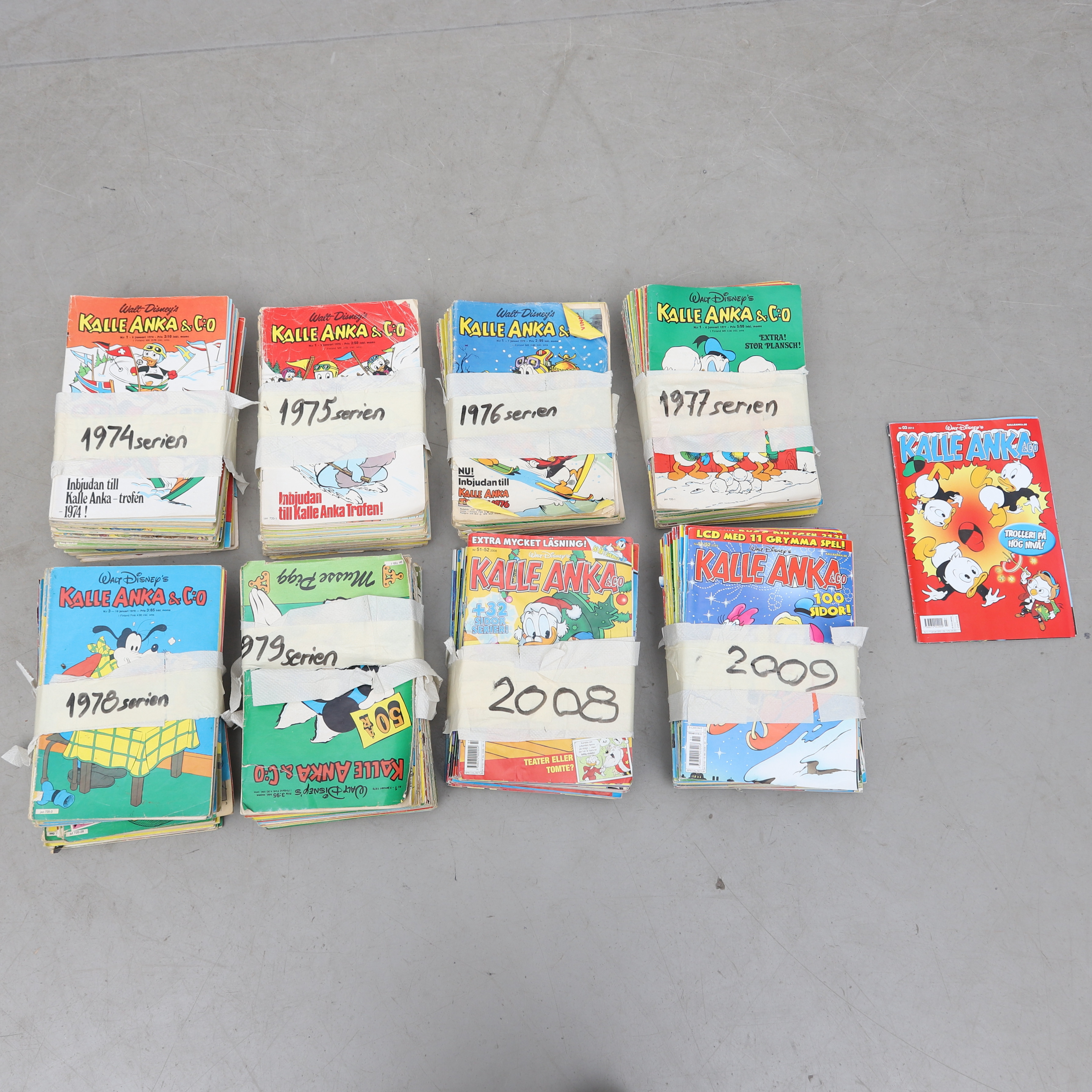 SERIETIDNINGAR, Kalle Anka & co, 1974-2009.