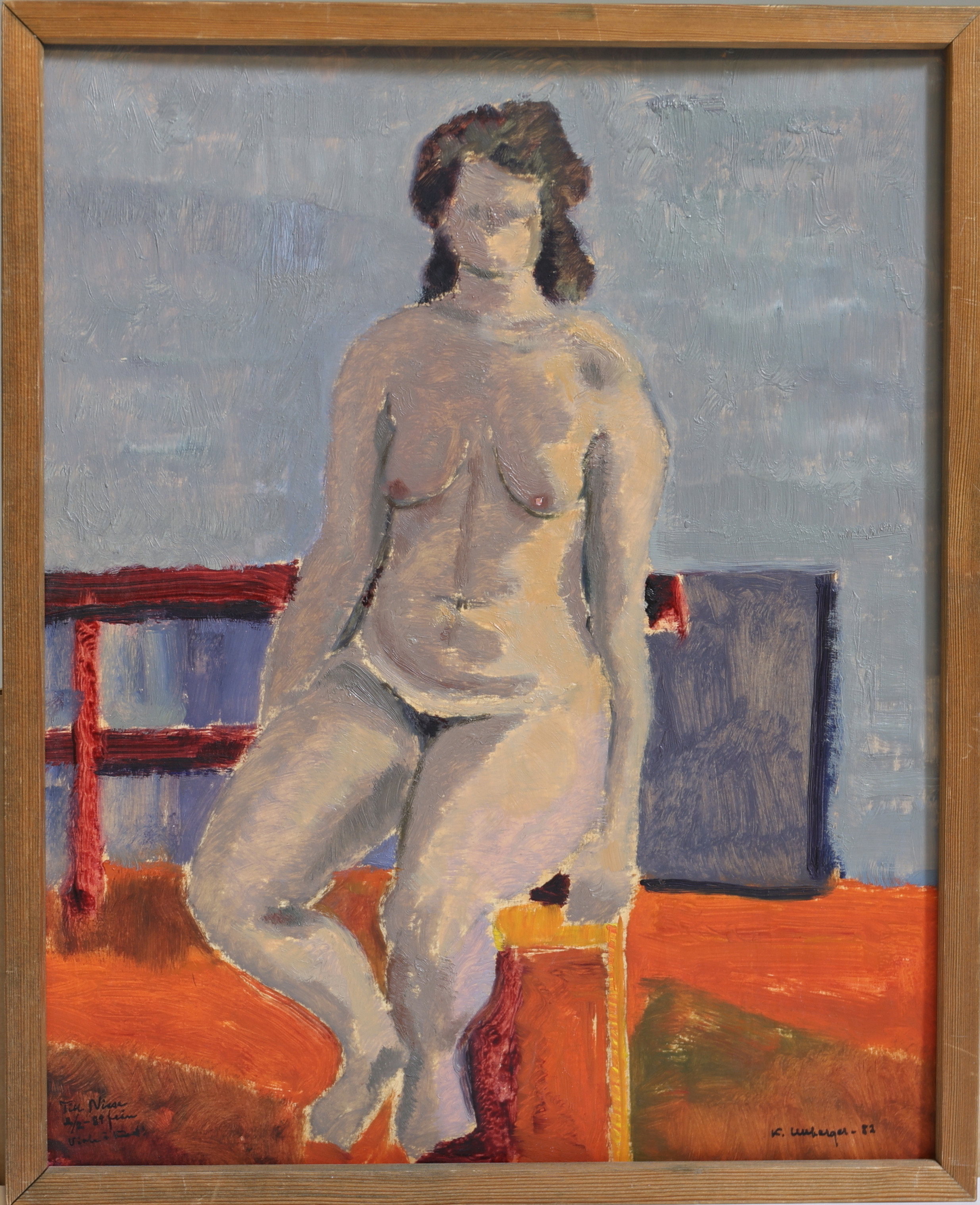 KURT ULLBERGER. (1919–2008) " Akt-studie", olja på pannå, signerad, daterad -82.