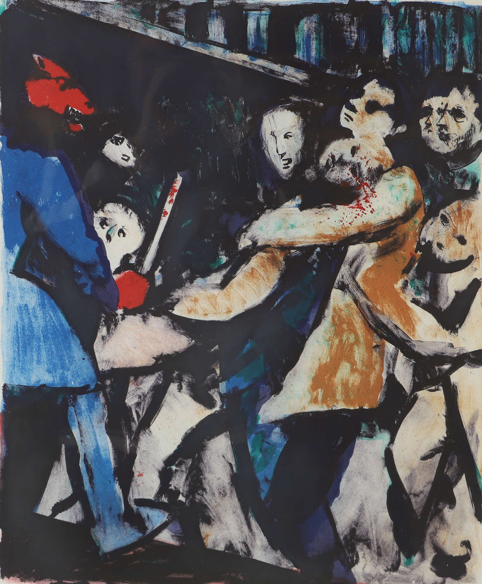 PETER DAHL. Figurkomposition, färglitografi, signerad -76.