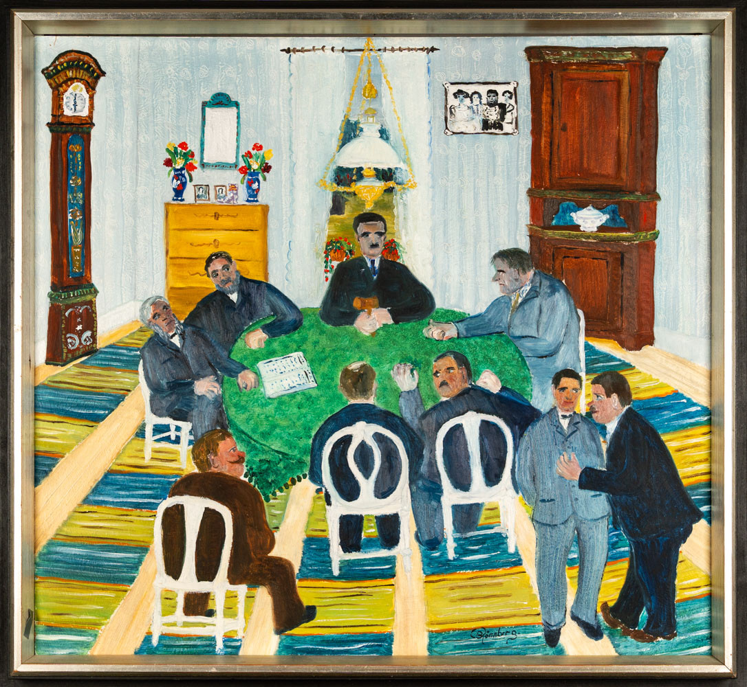 BEDA RÖNNBERG. Olja på pannå, Signerad, "Byastämma".