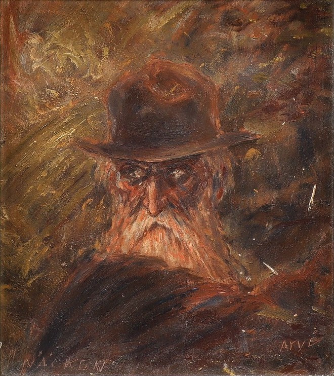 ARVID GUSTAVSSON "ARVÉ" olja på pannå, signerad.