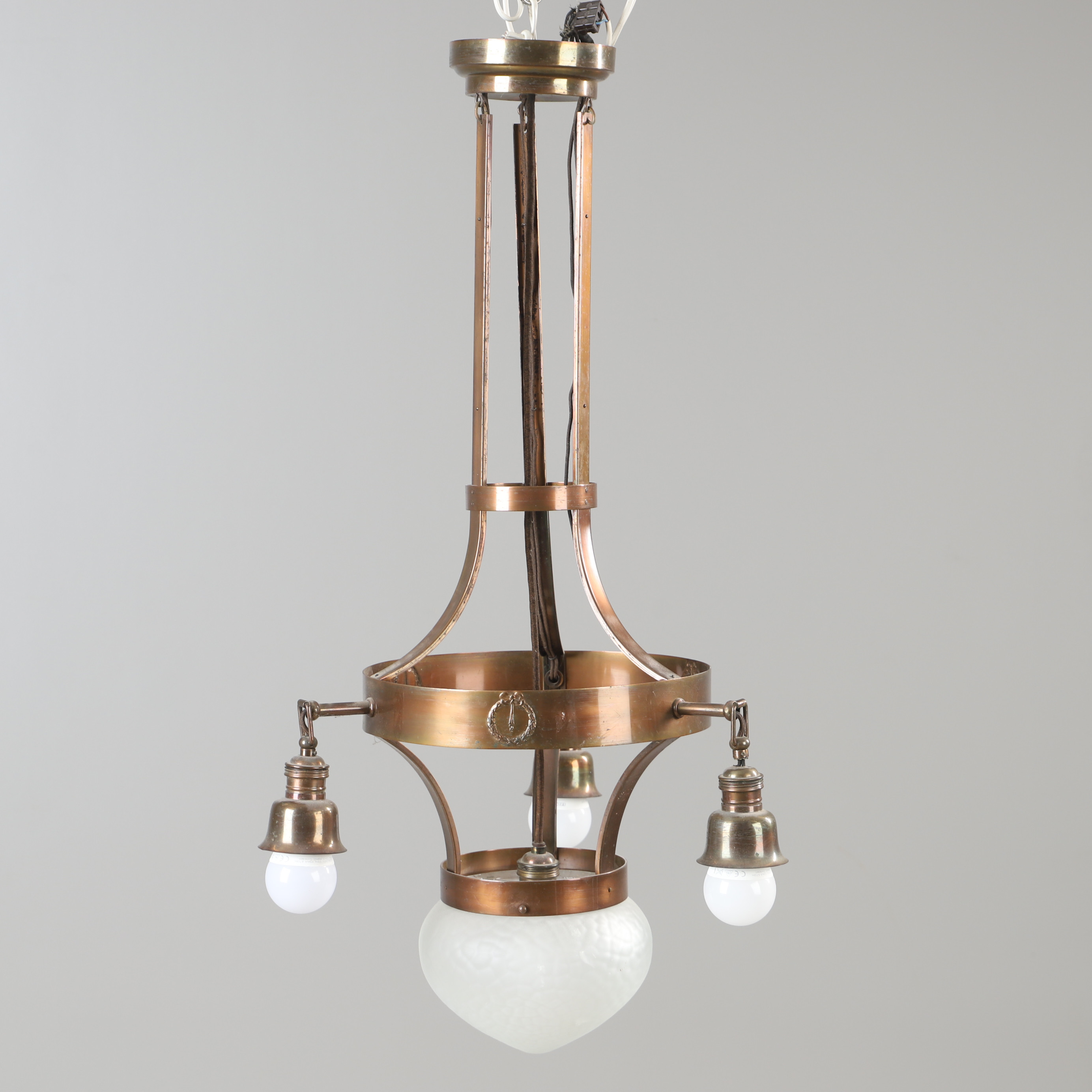 TAKLAMPA, koppar och glas, jugend.