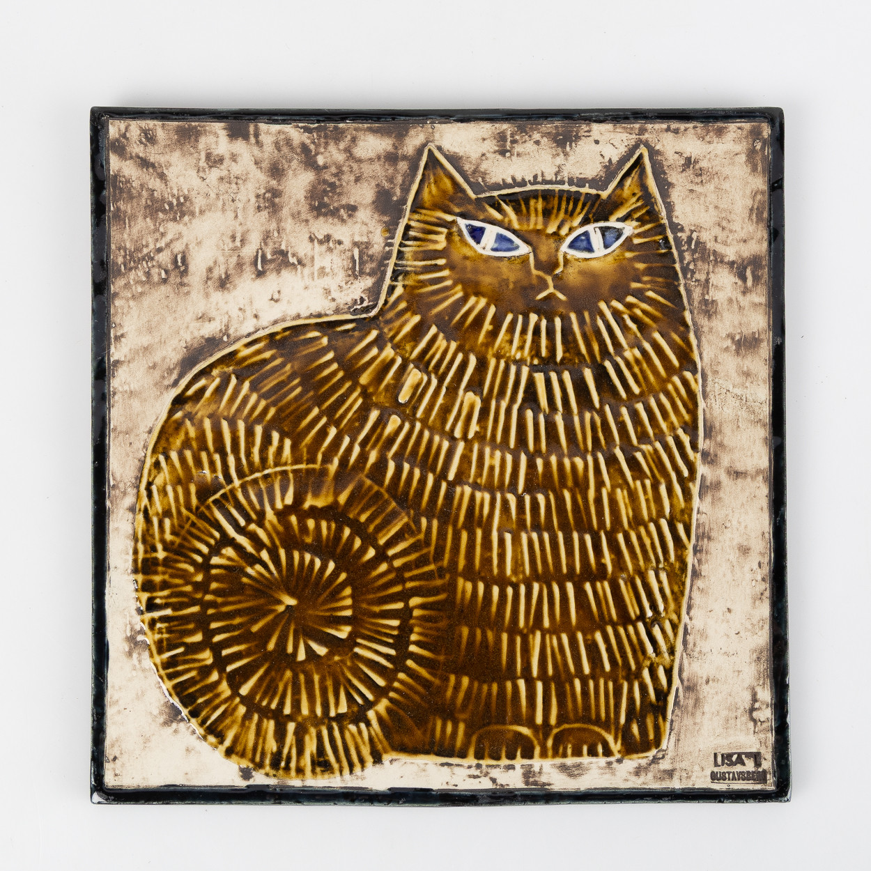 LISA LARSON. Väggrelief "Katt", ur serien Unik, Gustavsberg, stengods.