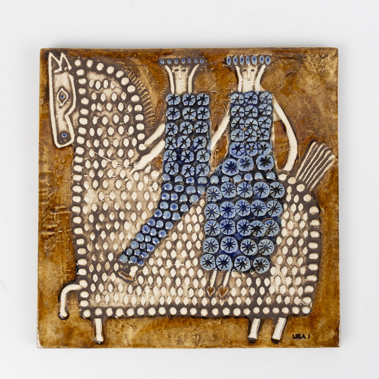 LISA LARSON. Väggrelief "Ryttare", ur serien Unik, Gustavsberg, stengods.