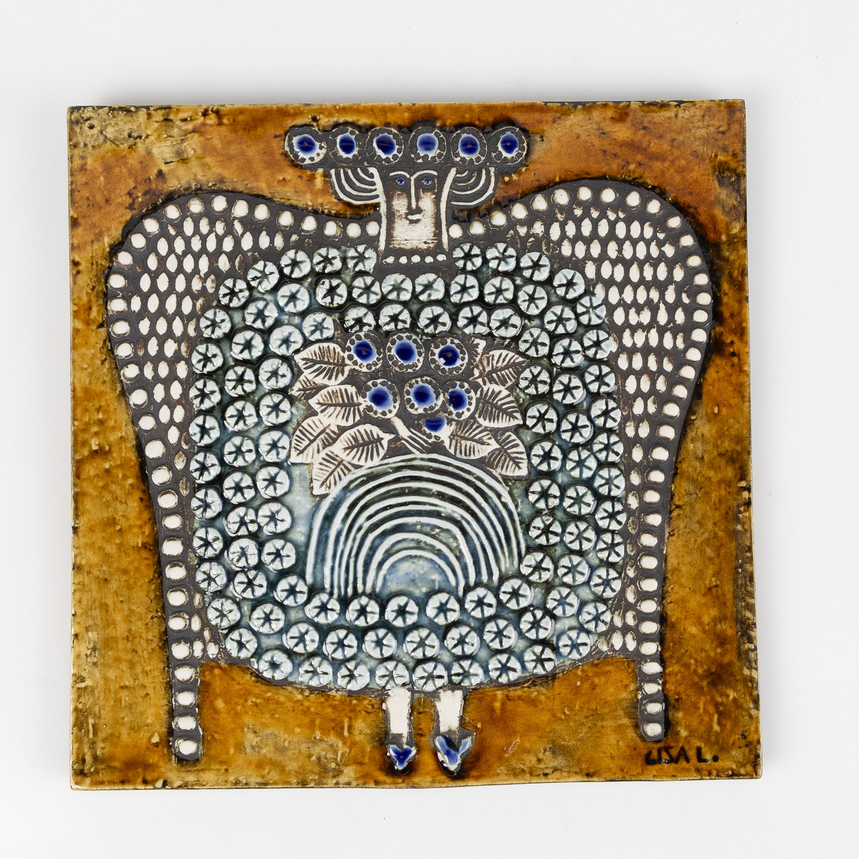 LISA LARSON. Väggrelief "Dam", ur serien Unik, Gustavsberg, stengods.