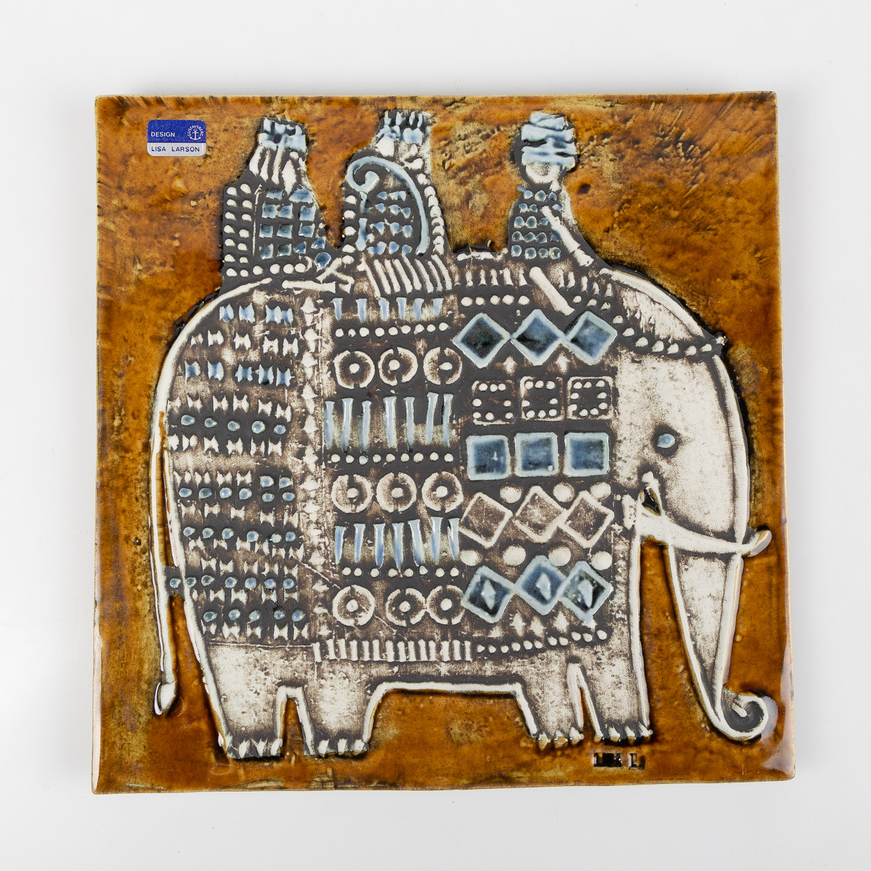 LISA LARSON. Väggrelief "Elefant", ur serien Unik, Gustavsberg, stengods.