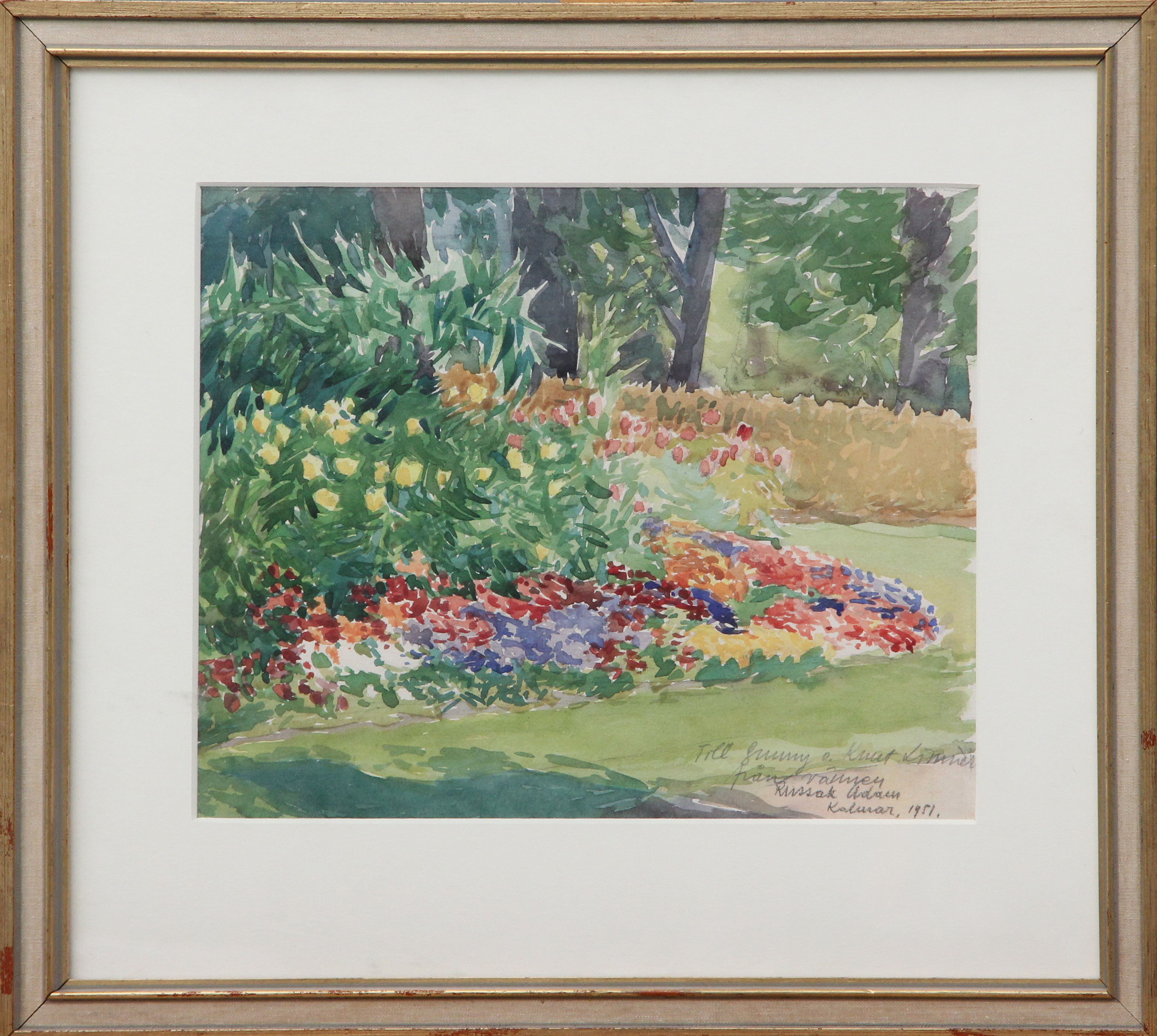 OIDENTIFIERAD KONSTNÄR. AKVARELL, signerad Russak Adam, Kalmar, 1951.