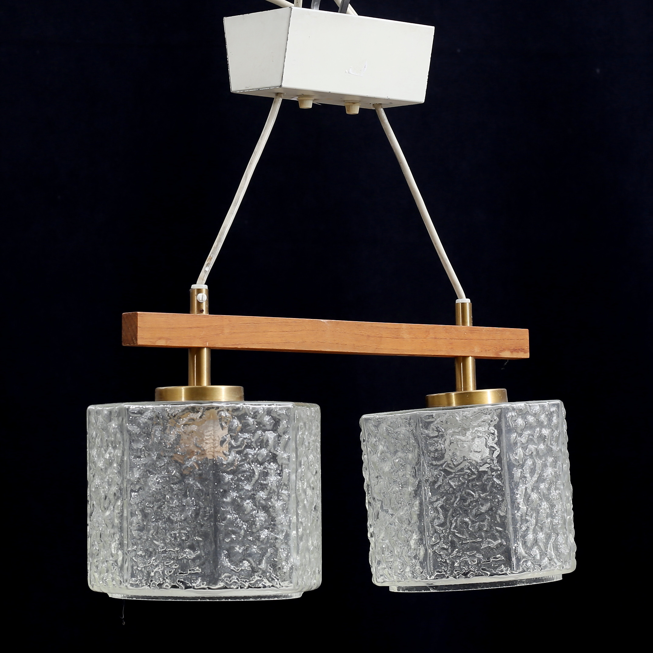 TAKLAMPA, teak/glas, 1900-talets andra hälft.