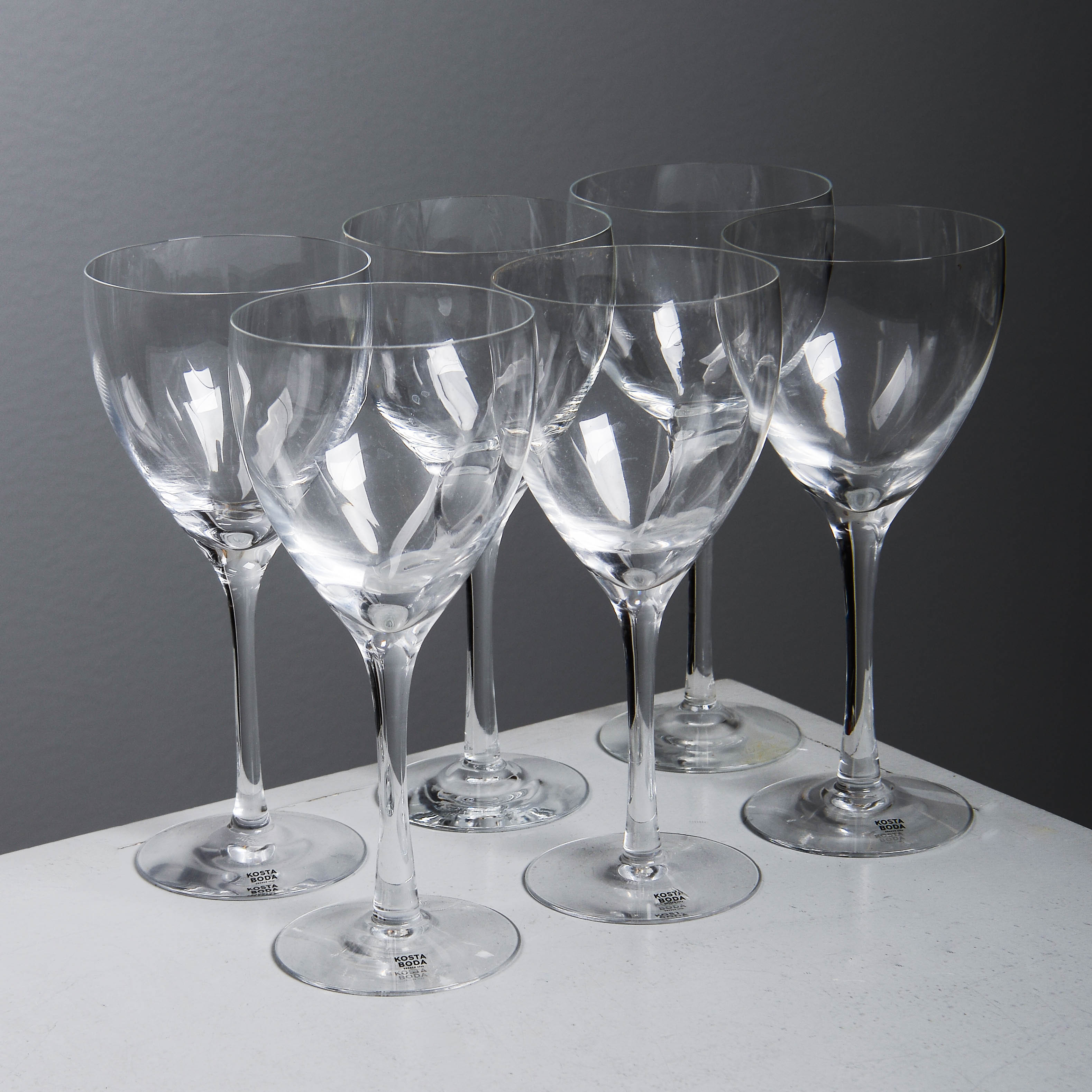 BERTIL VALLIEN. 6 rödvinsglas, "Chateau", Kosta Boda.