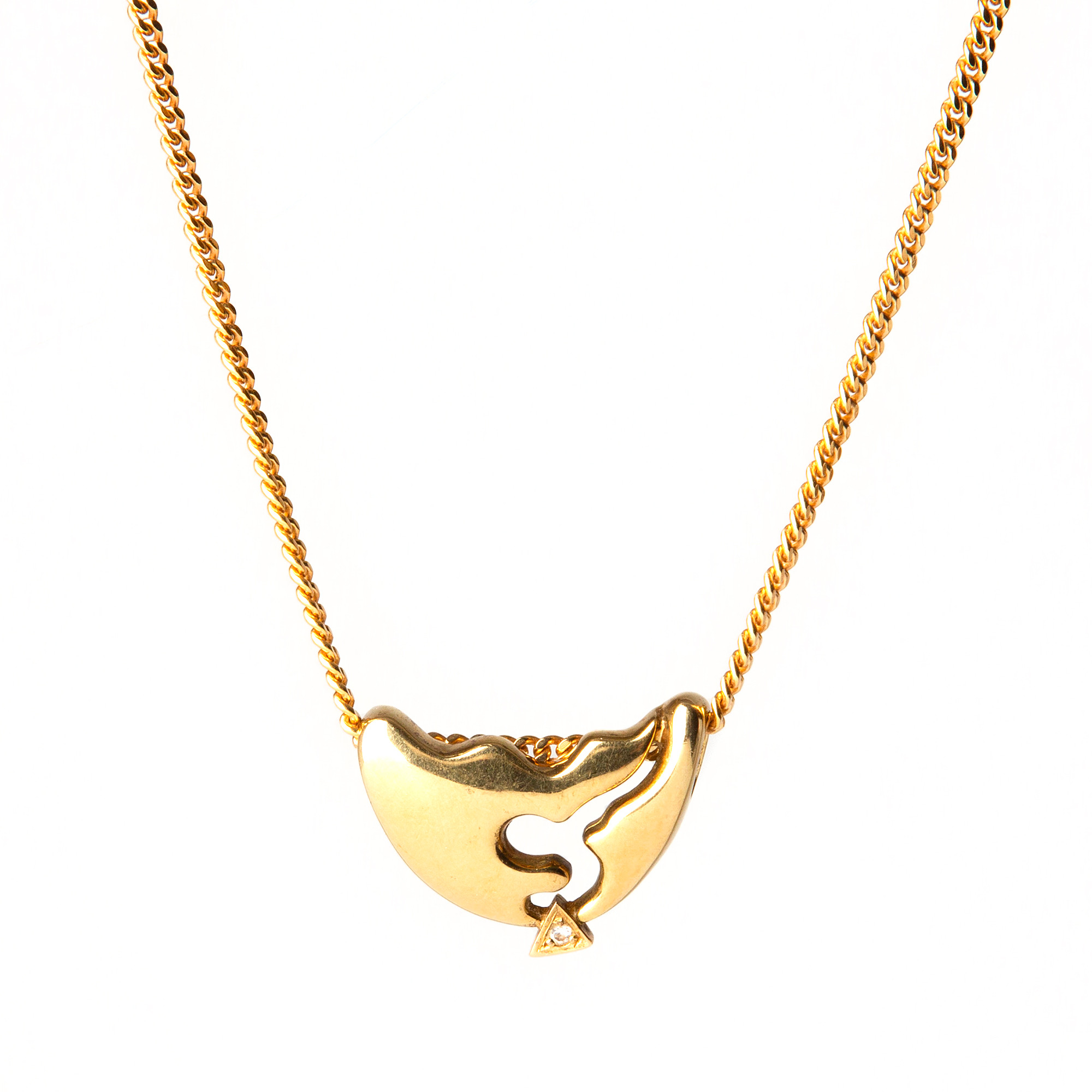 HÄNGE, 18K guld med diamant, ca 0.01 ct.