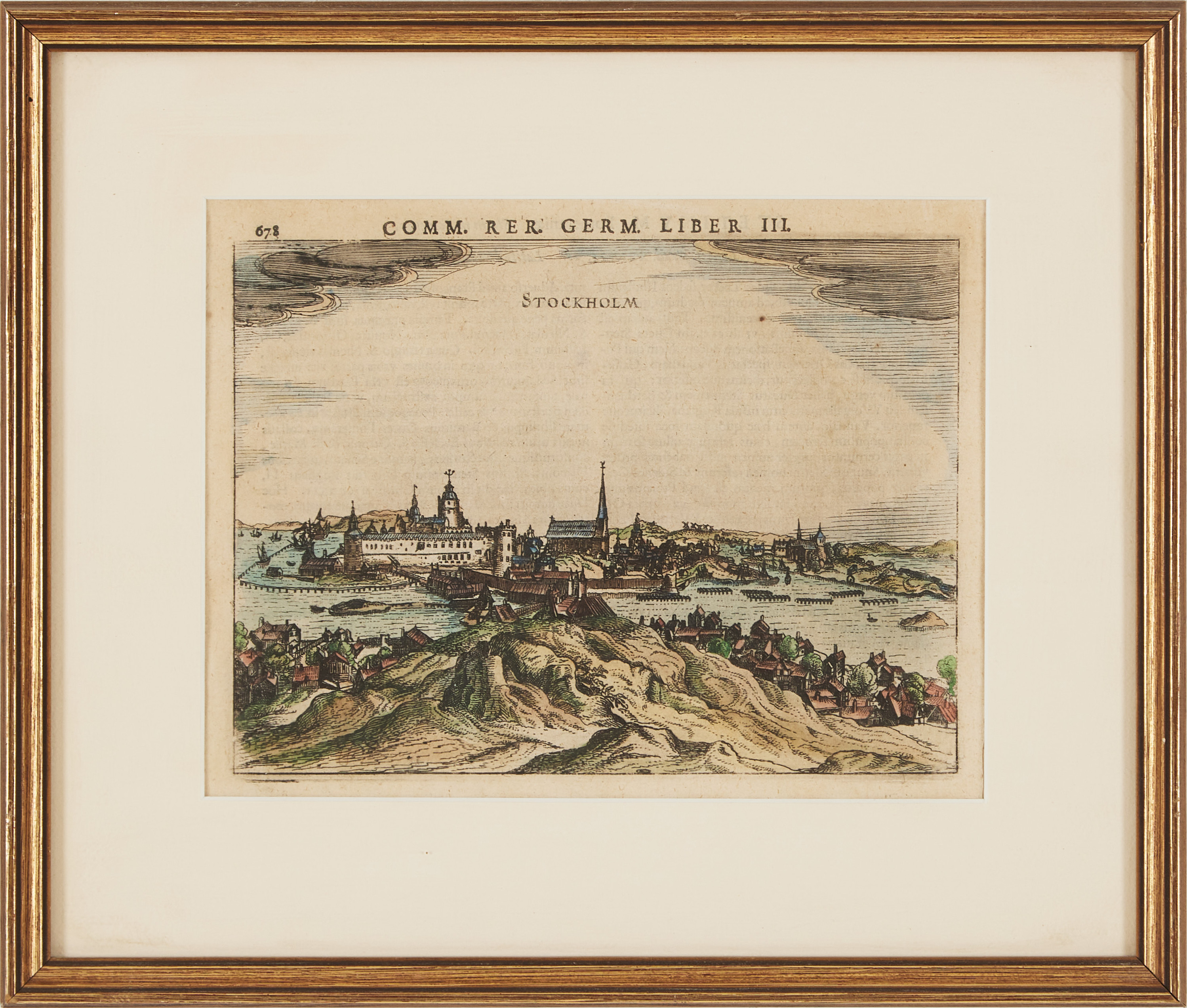 BERTIUS, HANDKOLORERAD VY ÖVER STOCKHOLM, CA 1620.