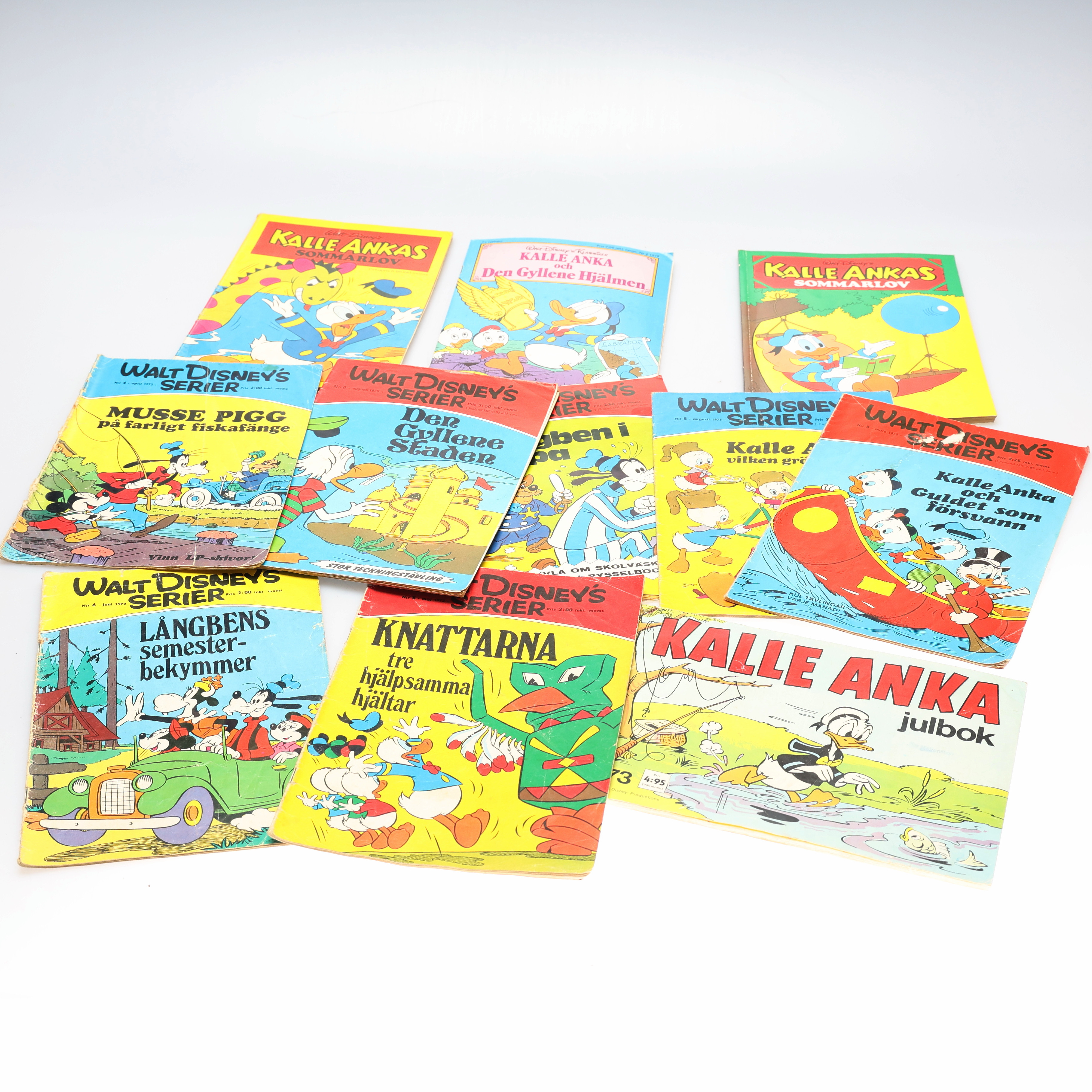 SERIETIDNINGAR, Kalle Anka & Walt Disney Serier, 11 delar, 1970-tal.