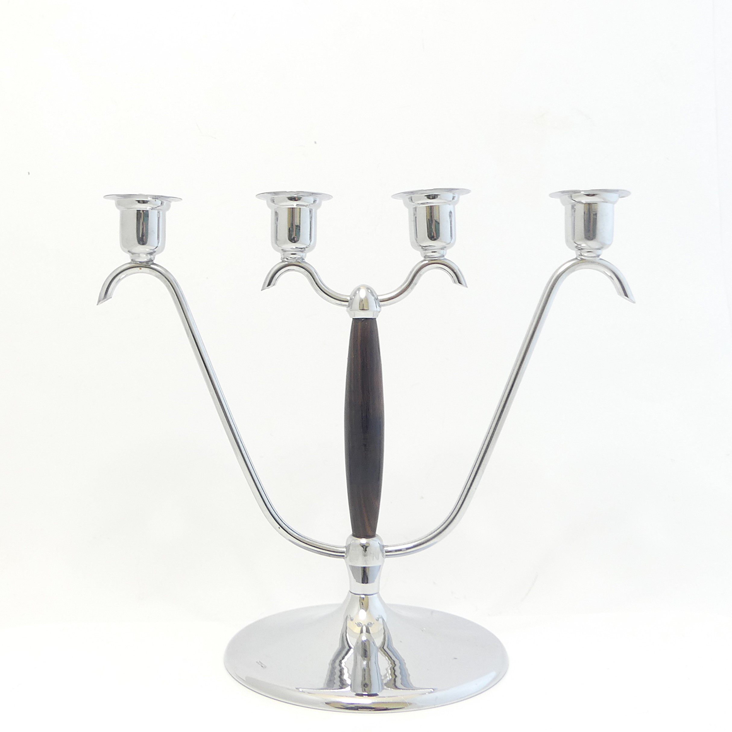 KANDELABER, nysilver och trä, C.O Lagerstedt, Eskilstuna.