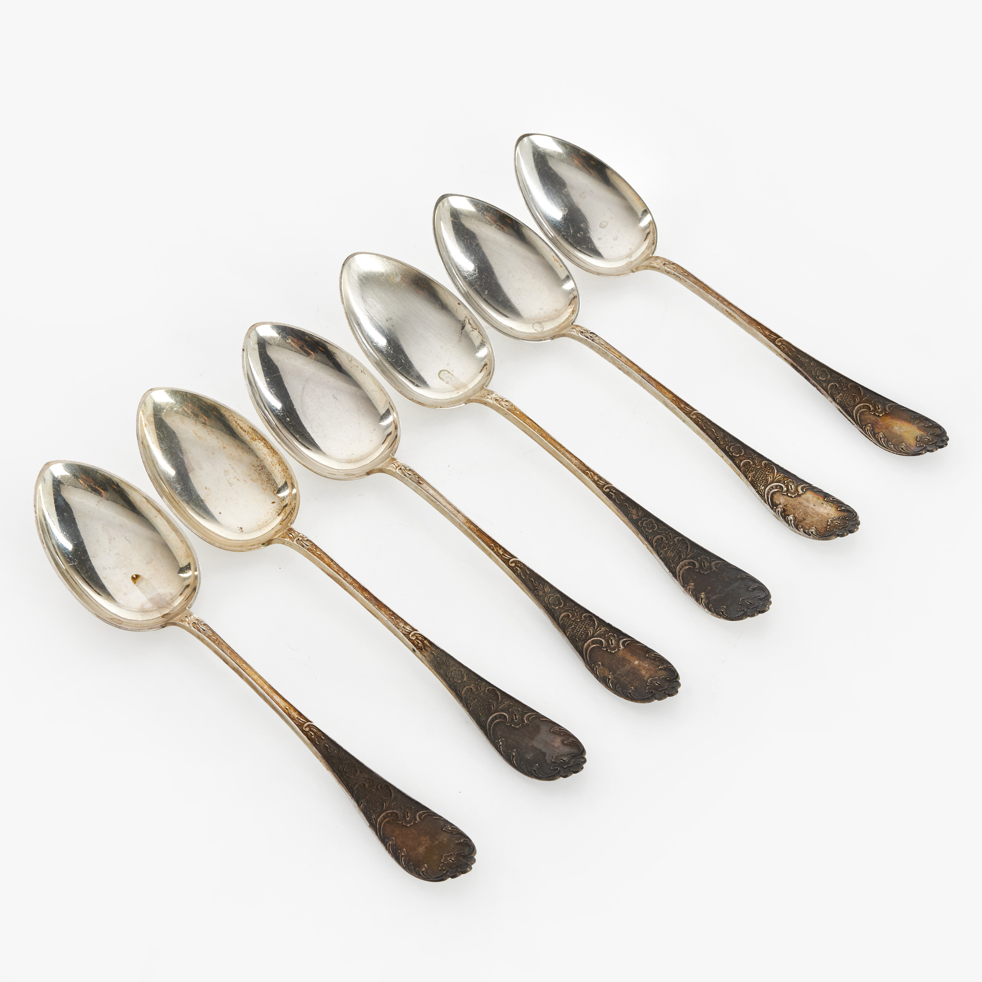 MATSKEDAR, 6 st, silver, tidigt 1900-tal.