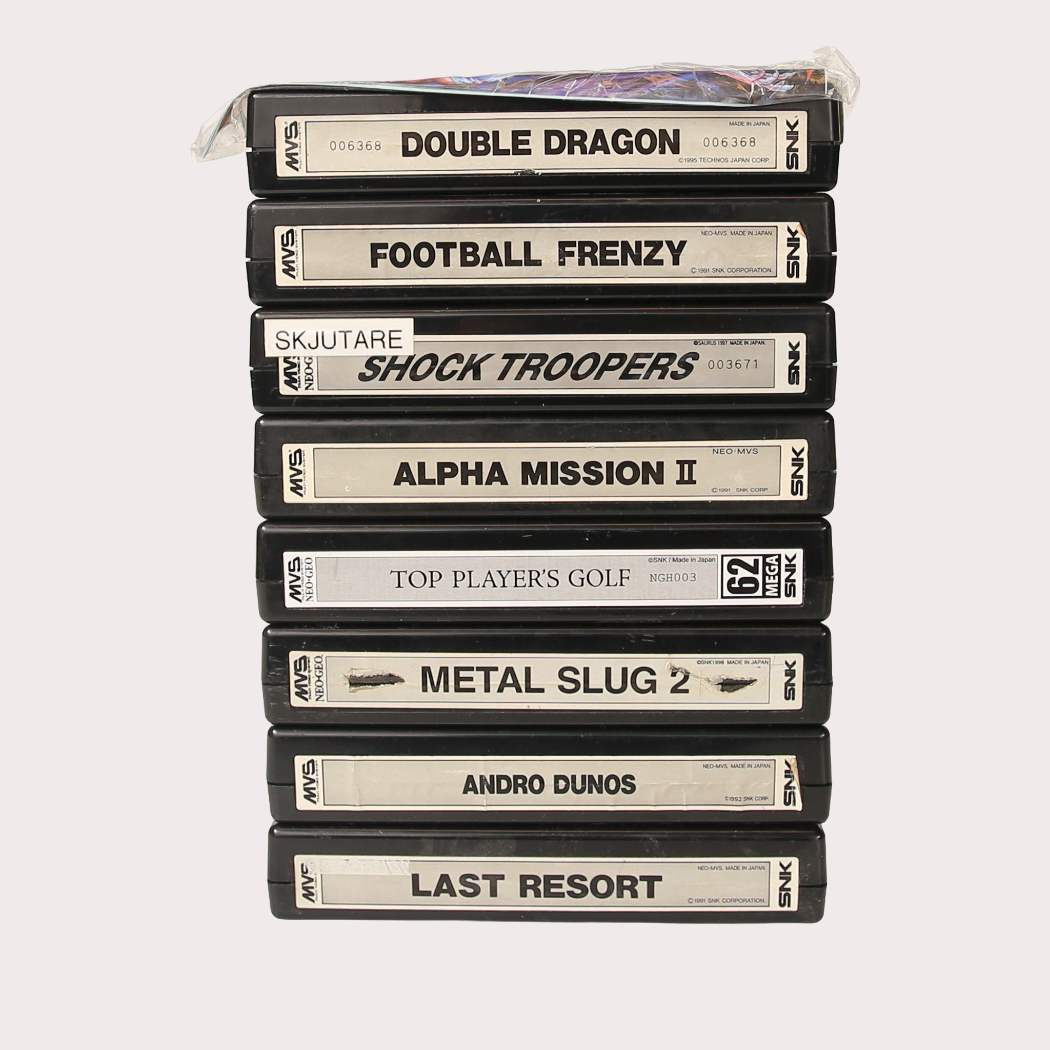 NEO GEO MWS, ORIGINAL KASSETTER, 8 st., SÄLLSYNTA RARITETER, 1990-tal.