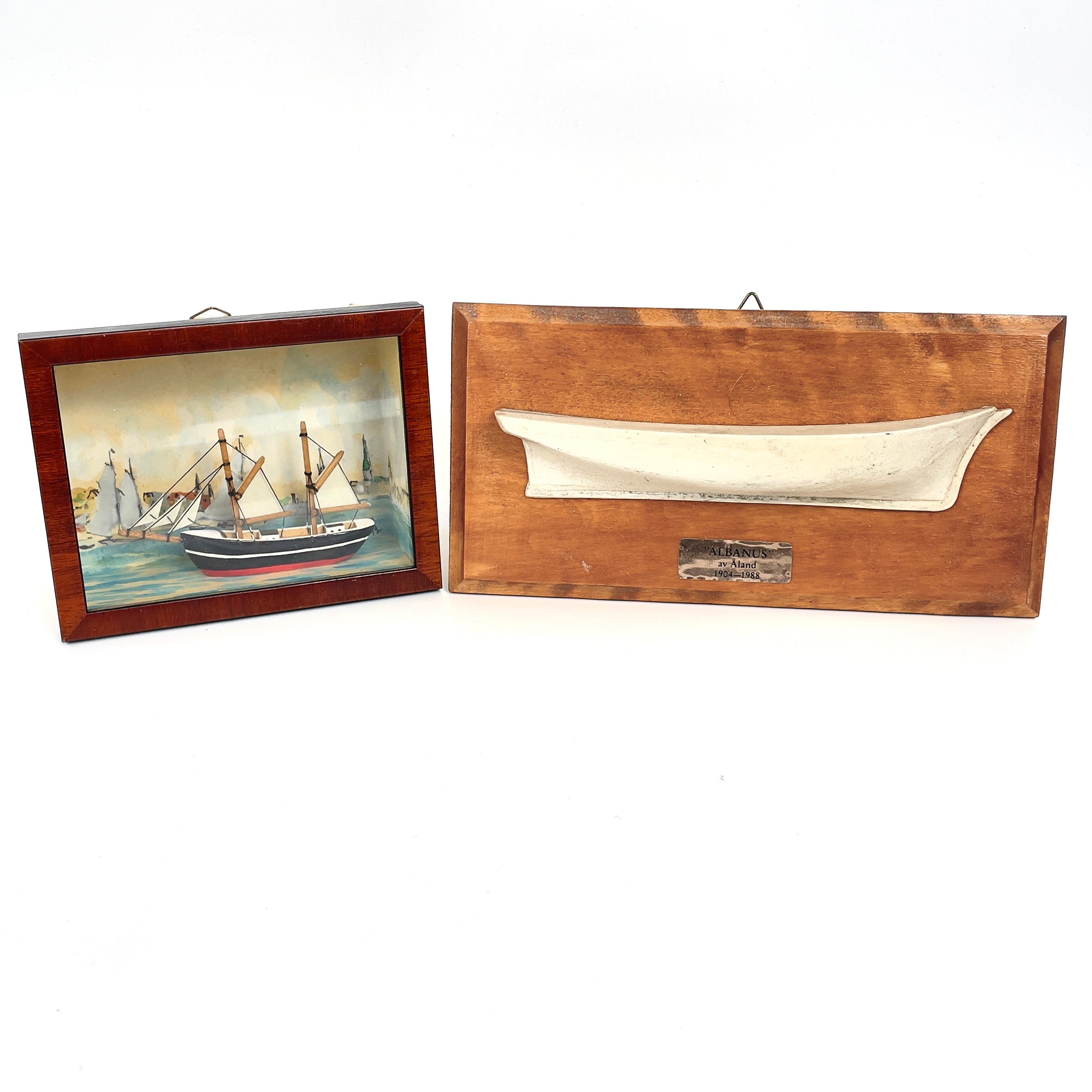 LITET DIORAMA samt HALVMODELL, 2 delar, bl a bakgrund i akvarell av Stig Bergvall, signerat Stig samt daterat 92.