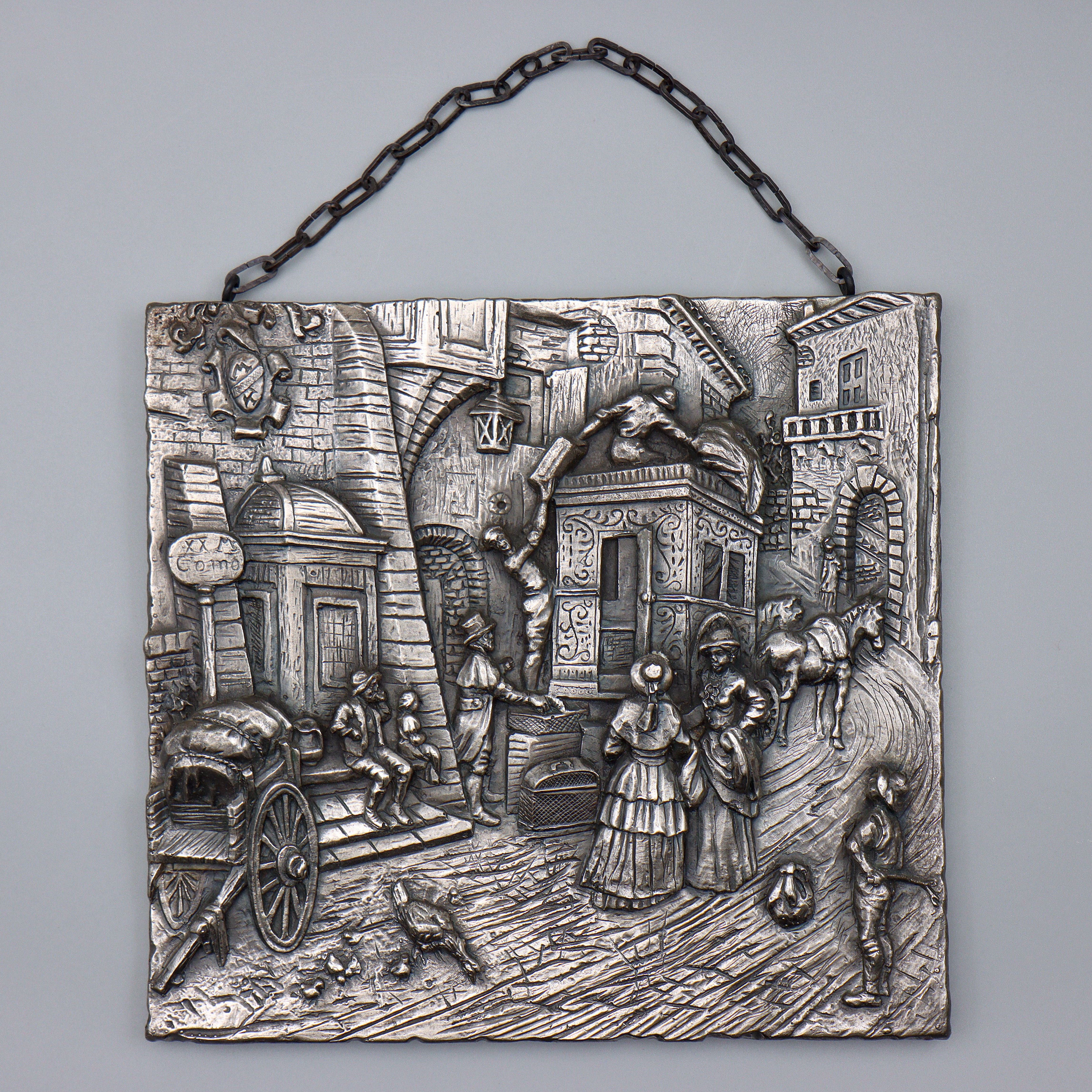 VÄGGRLIEF, FREI NACH SPITZWEG, GJUTEN METALL, 1900-TAL.