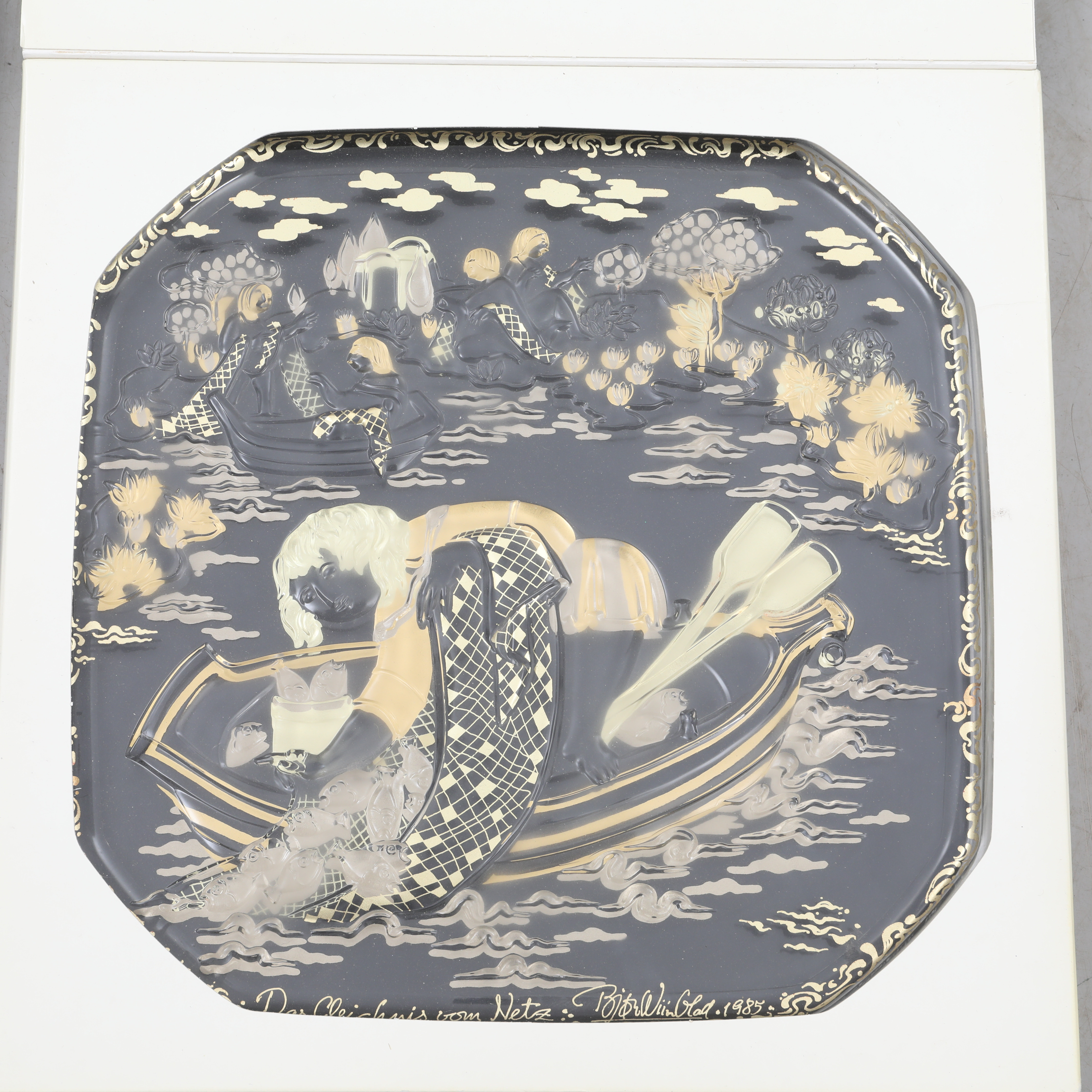 BJÖRN WINBLAD. TALLRIKAR/VÄGGRELIEF, 6 delar, Rosenthal, emaljarbete defekt.