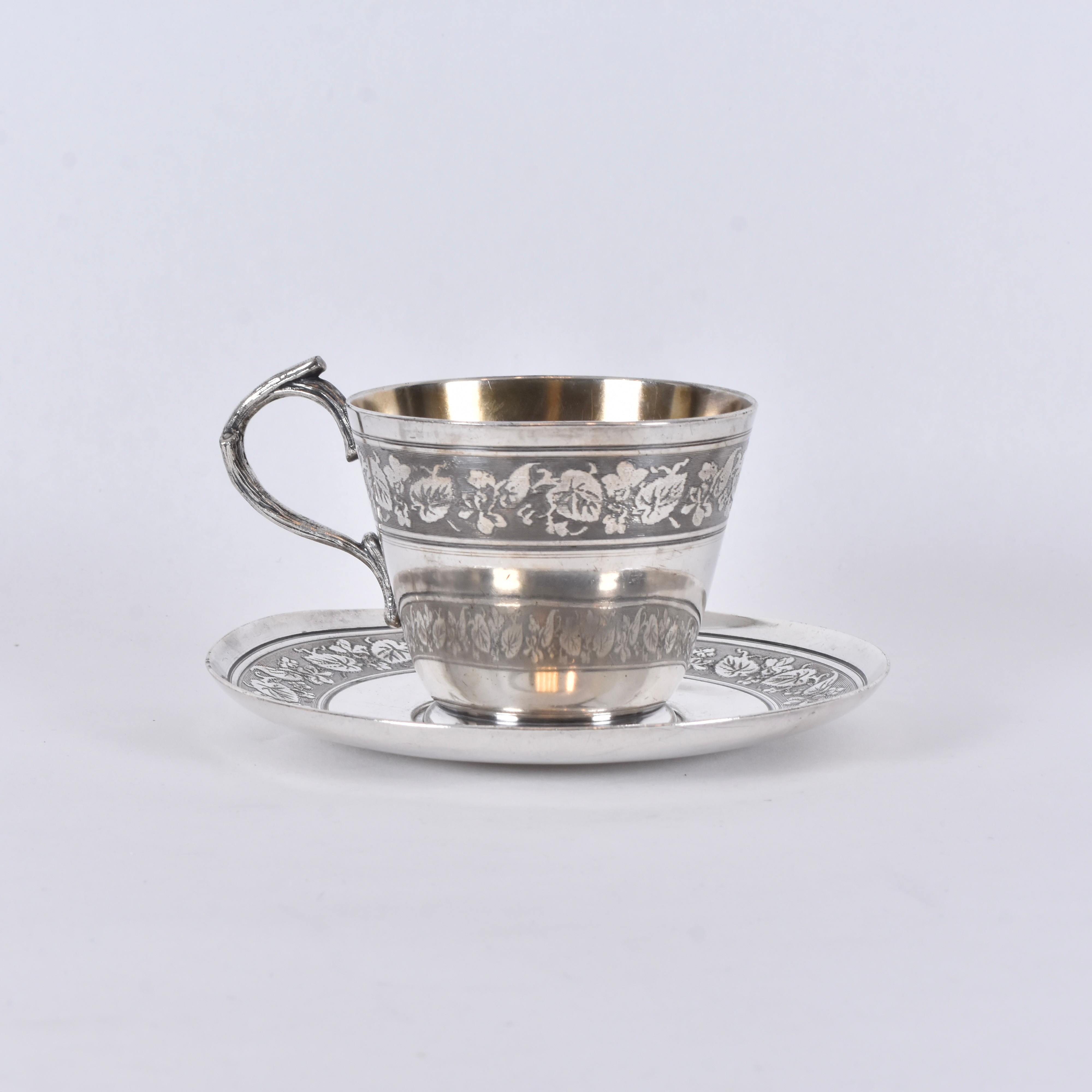 THEKOPP MED UNDERFAT, nysilver, så kallad Galliametall, WMF.