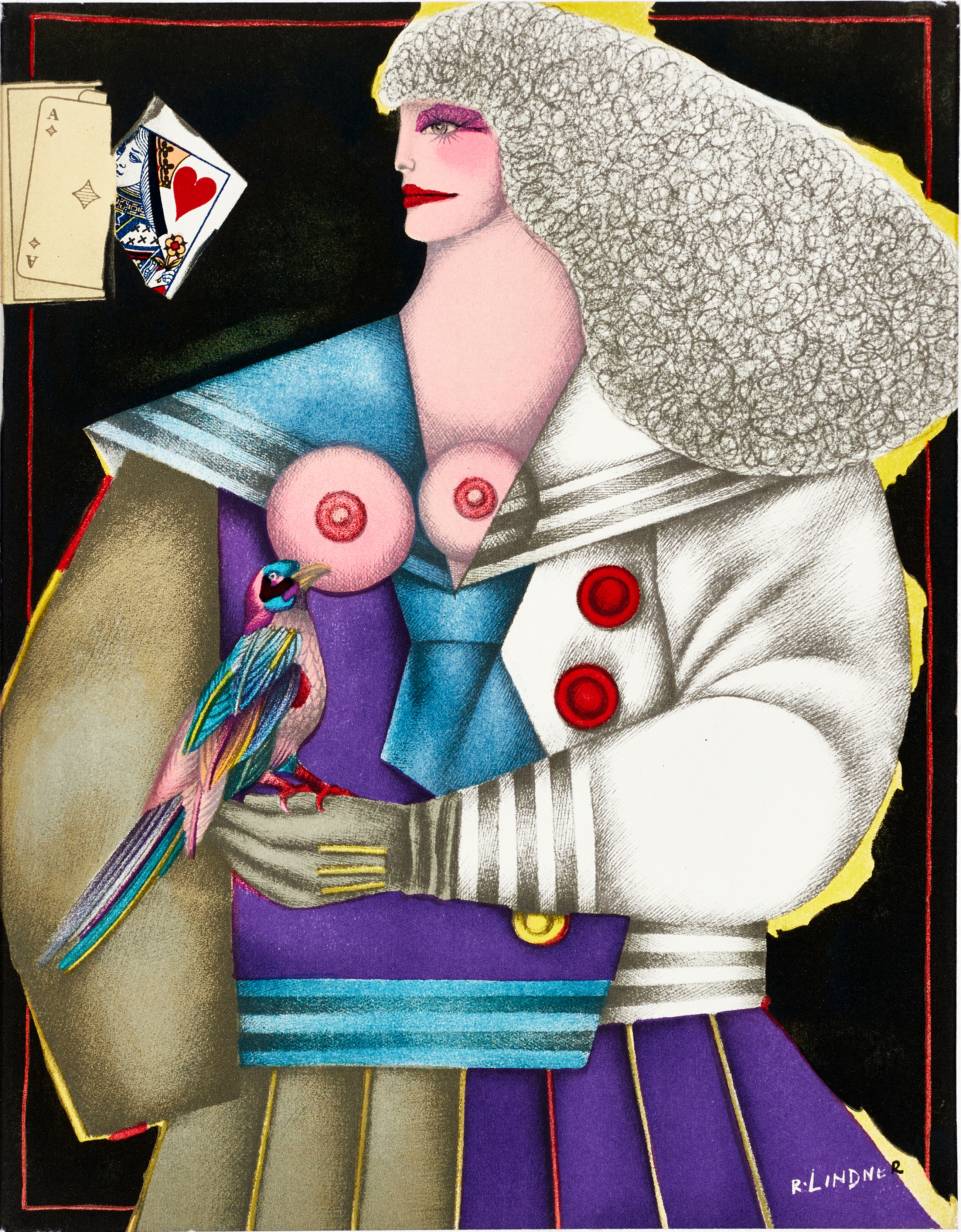 RICHARD LINDNER (Tyskland/USA, 1901-1978). "Dame de coeur", nr. 42 ur XXe Siecle Panorama, 1974, signerad i trycket, originallitografi.