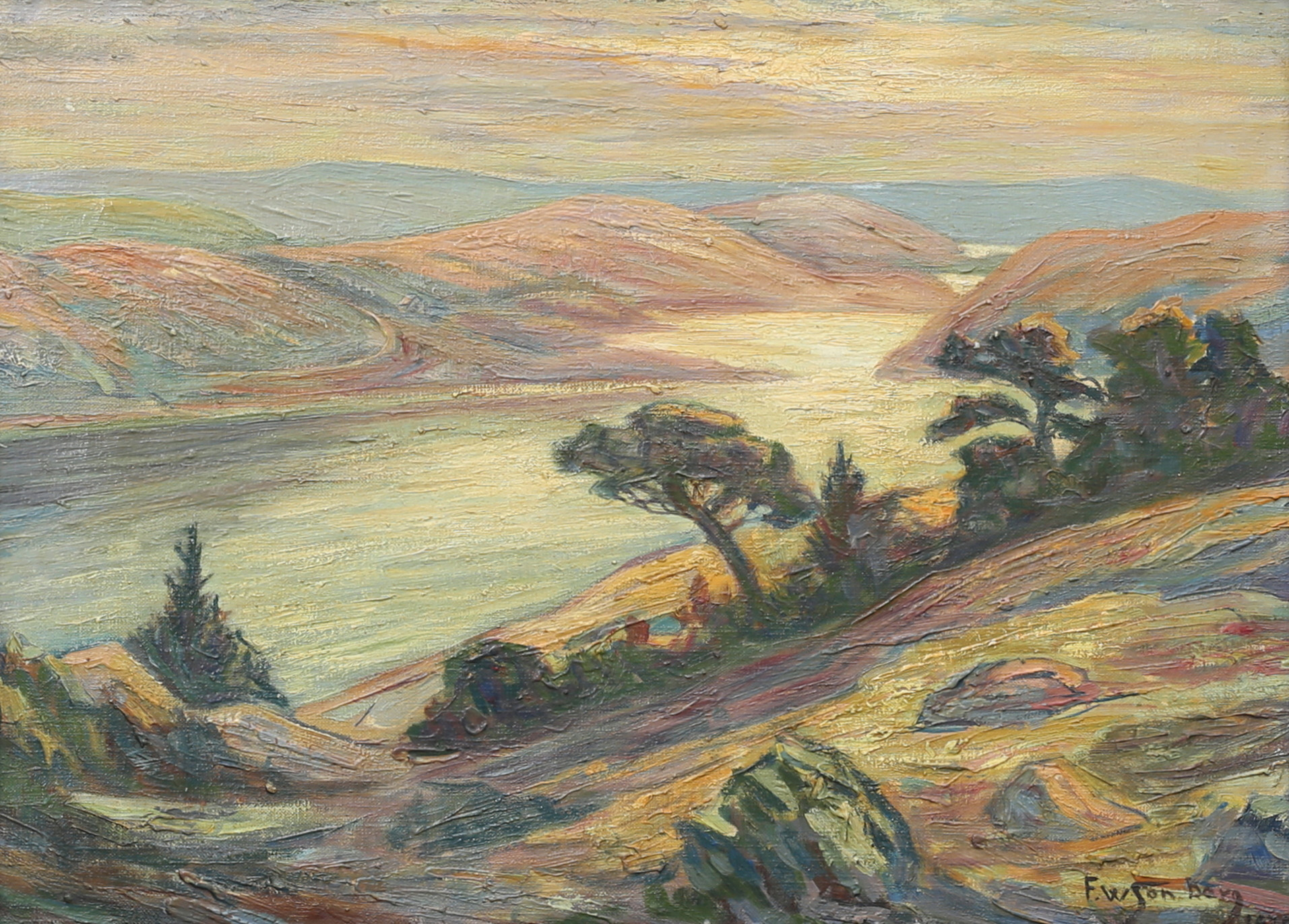 FOLKE WILHELMSSON BERG (1896-1974). Landskap, olja på duk, signerad F. Wson Berg.