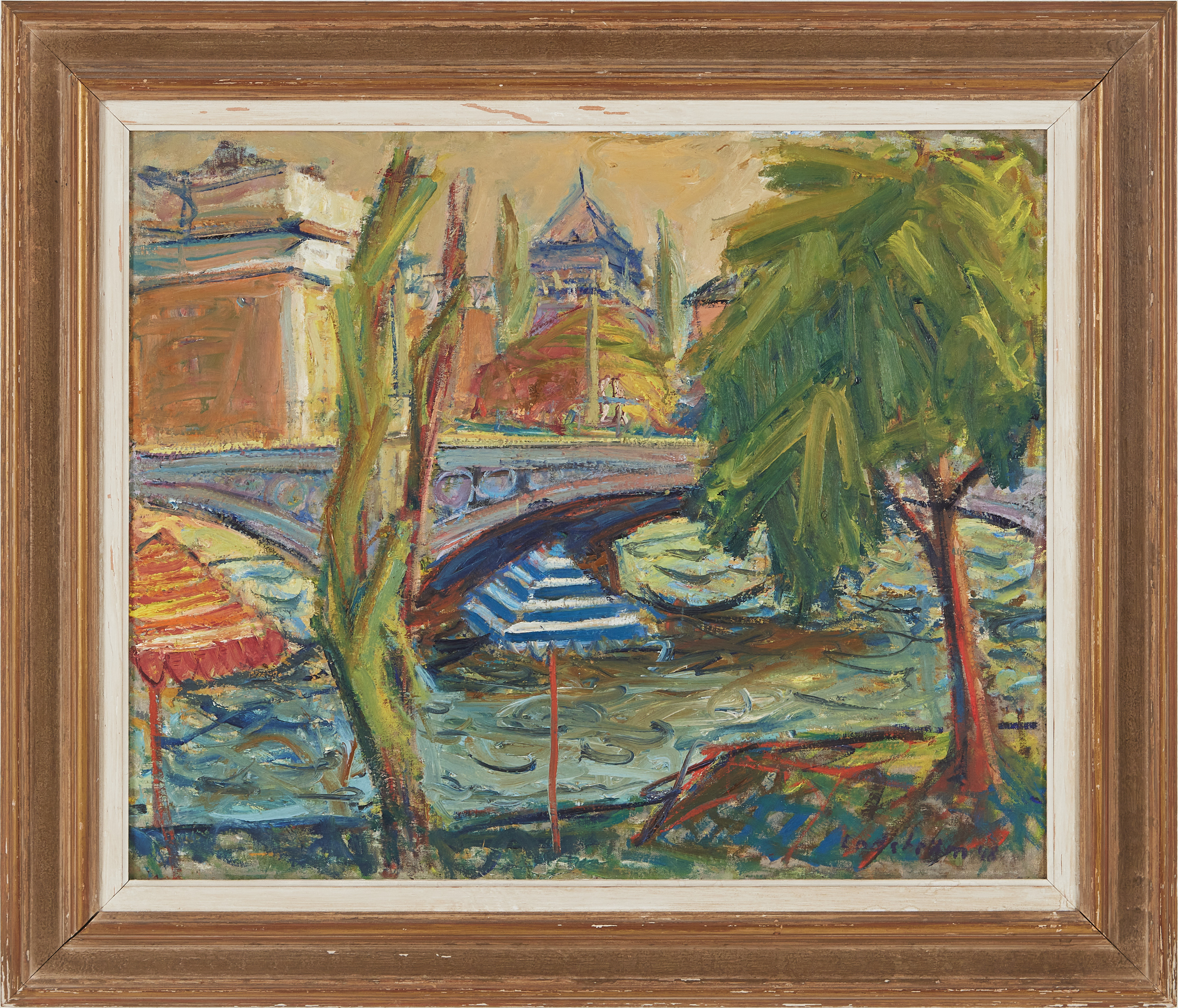 GEORG LODSTRÖM. Strömbron, Stockholm, oljemålning på duk, signerad och daterad 48.