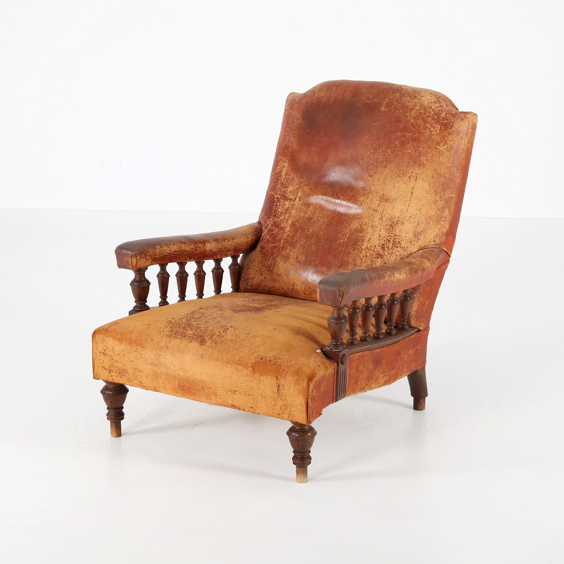 FÅTÖLJ, skinn, Sverige 1800-talets senare del.