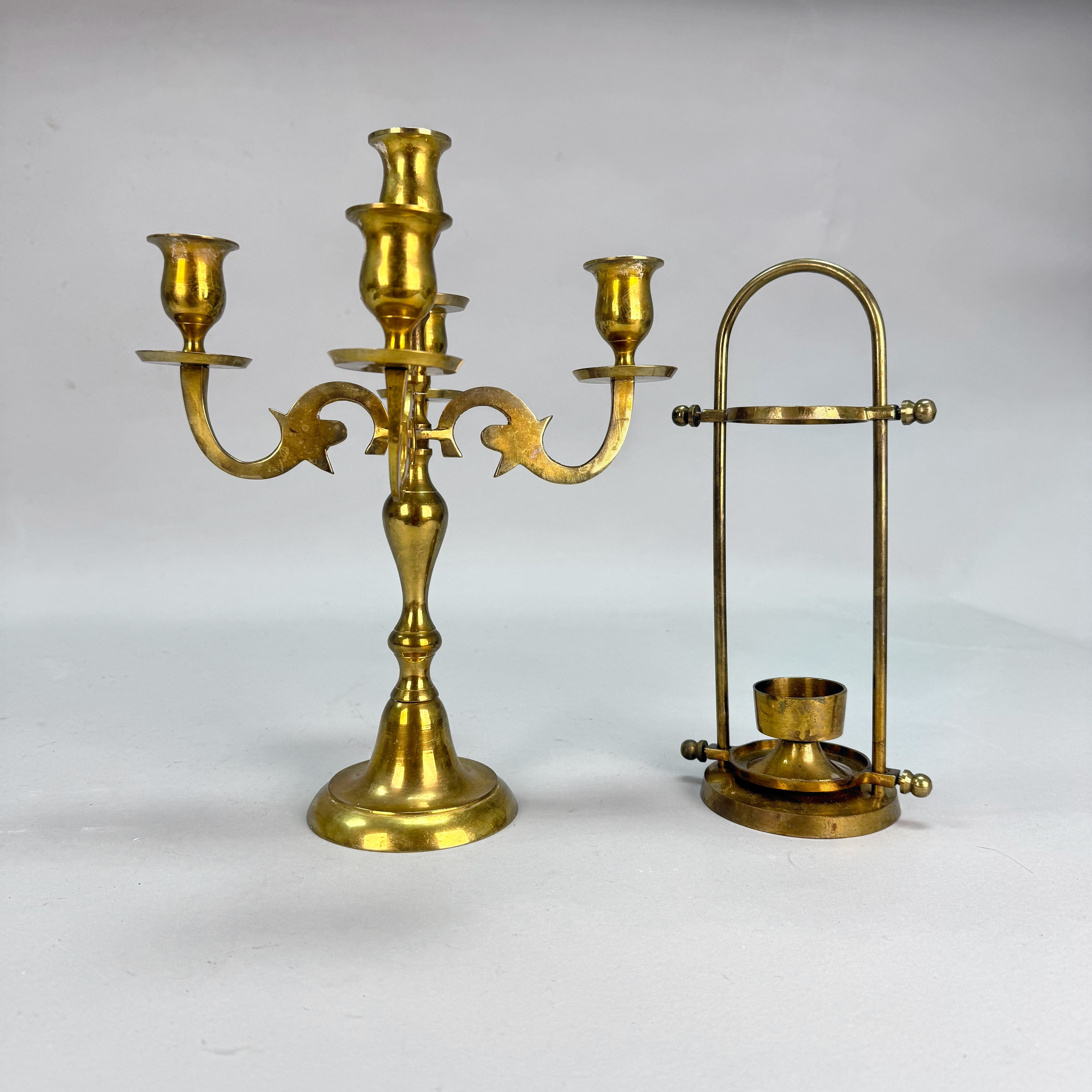 LJUSKANDELABER 5 armad & ljushållare, mässing.