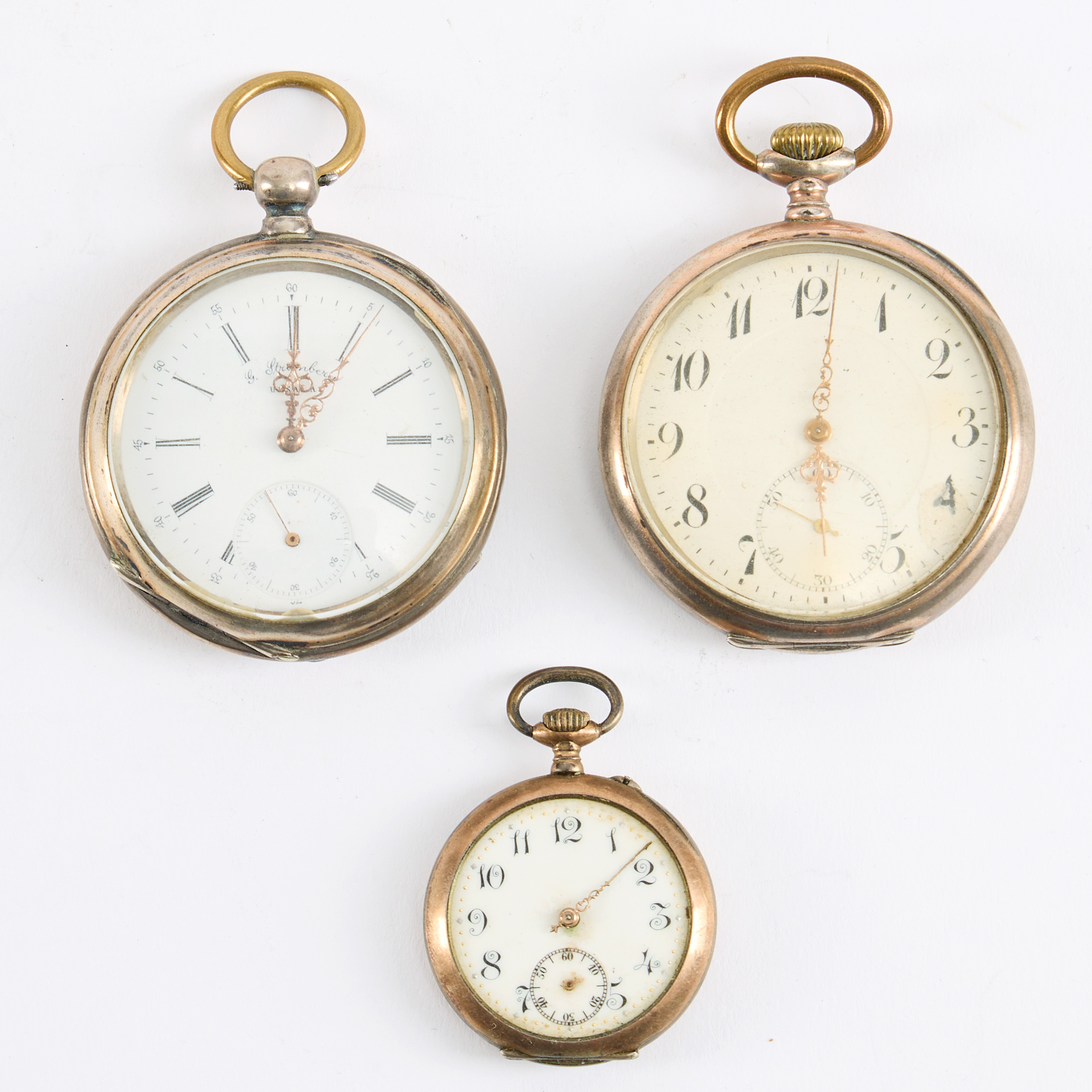 FICKUR, tre stycken, silver samt nycklar, 18-/1900-tal.