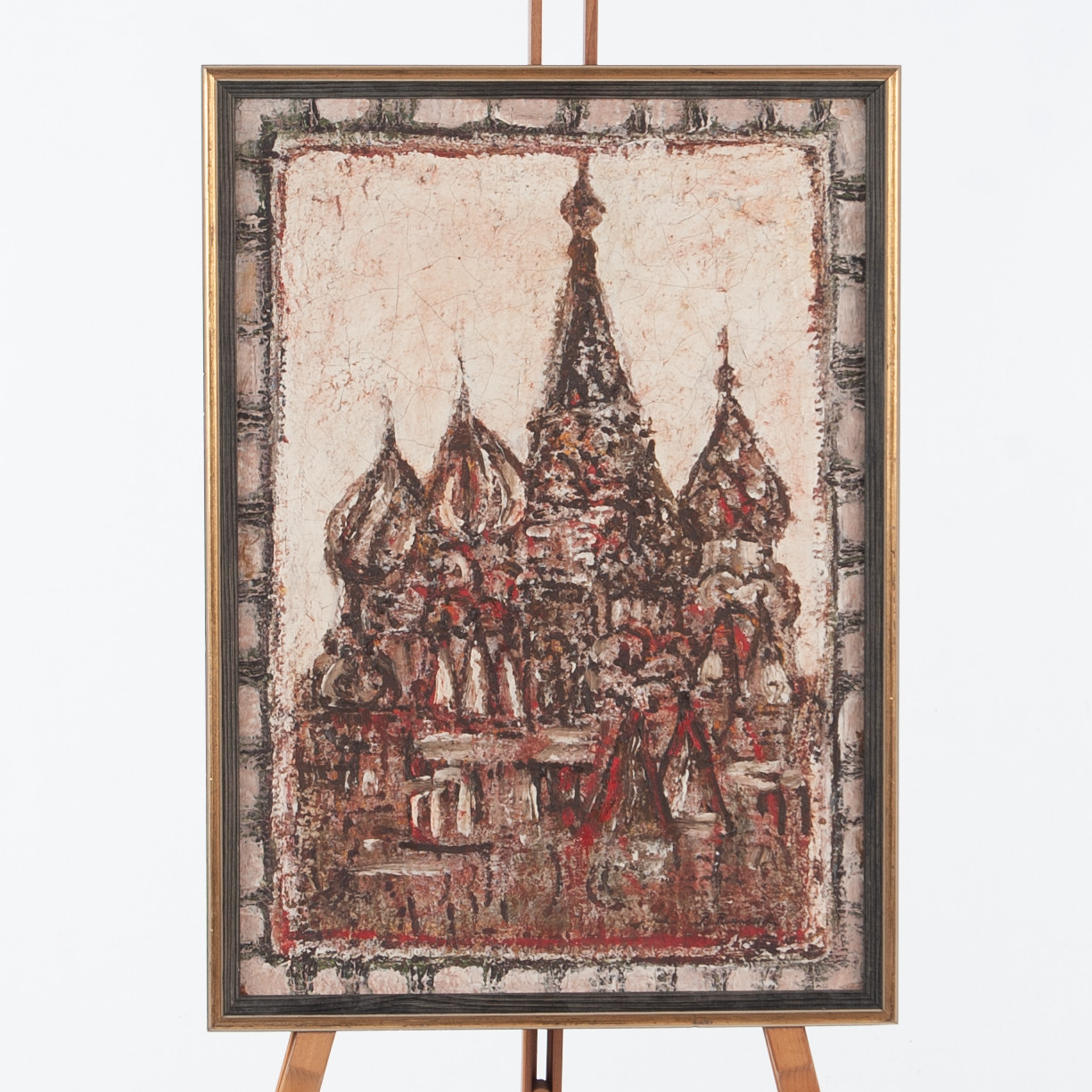 BOHDAN BOROWSKI. Katedralmotiv (Sankt Basilios, Moskva), signerad B. Borowski, olja på pannå, daterad 1969.