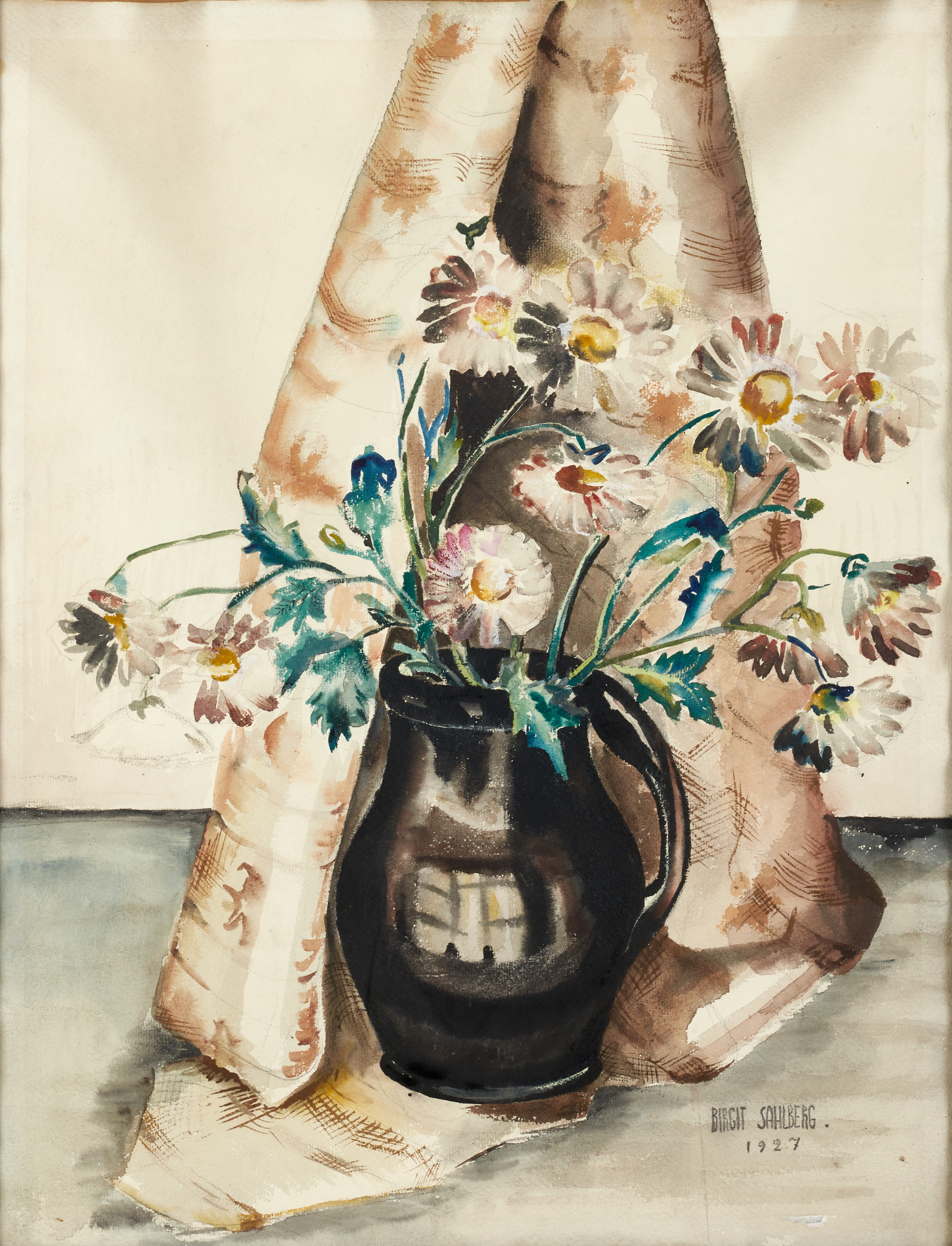 BIRGIT SAHLBERG (1900-tal), Blomsterstilleben, signerad och daterad 1927, akvarell.