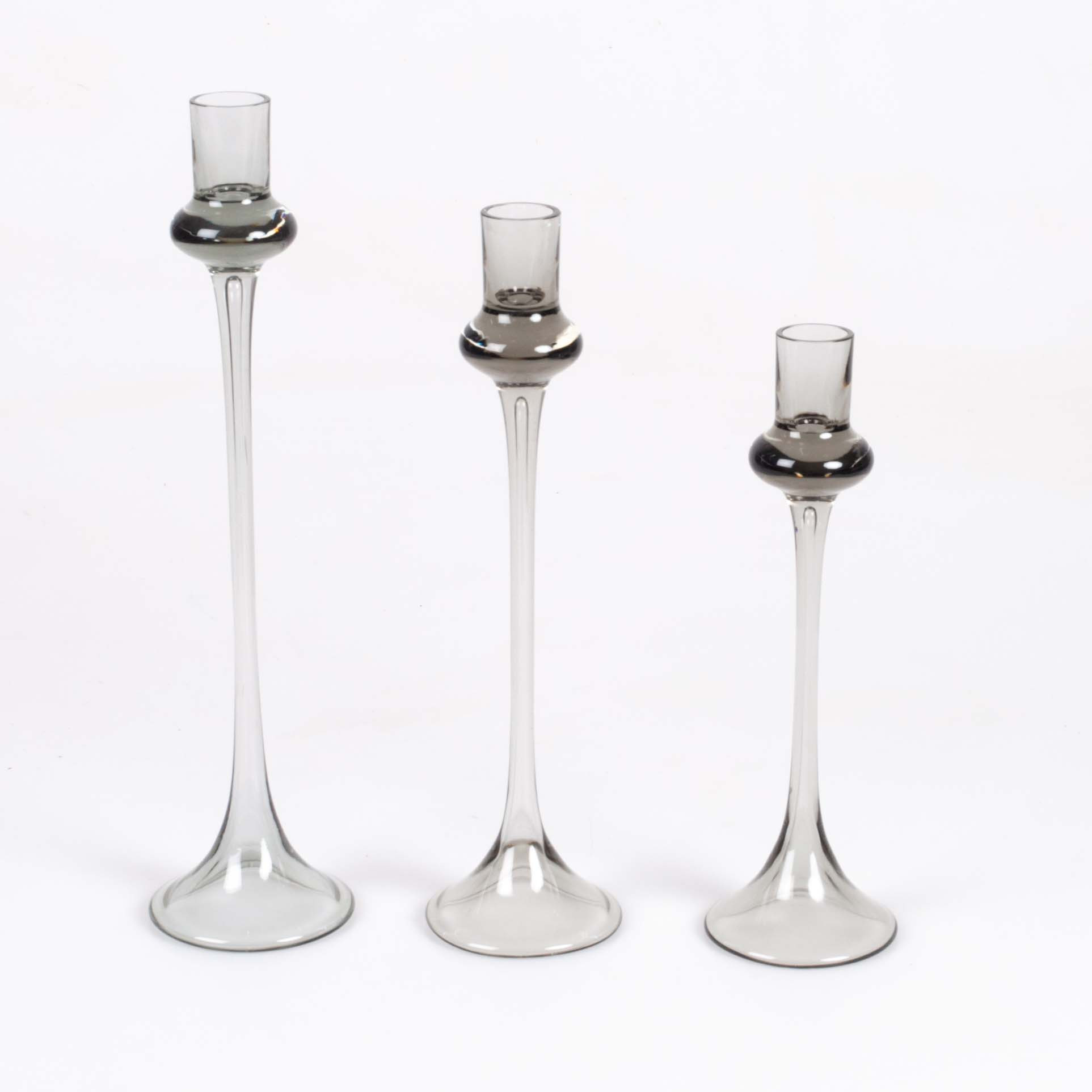 ELSA SÖDERBERG. Ljusstakar, 3 st, glas, Hovmantorp.