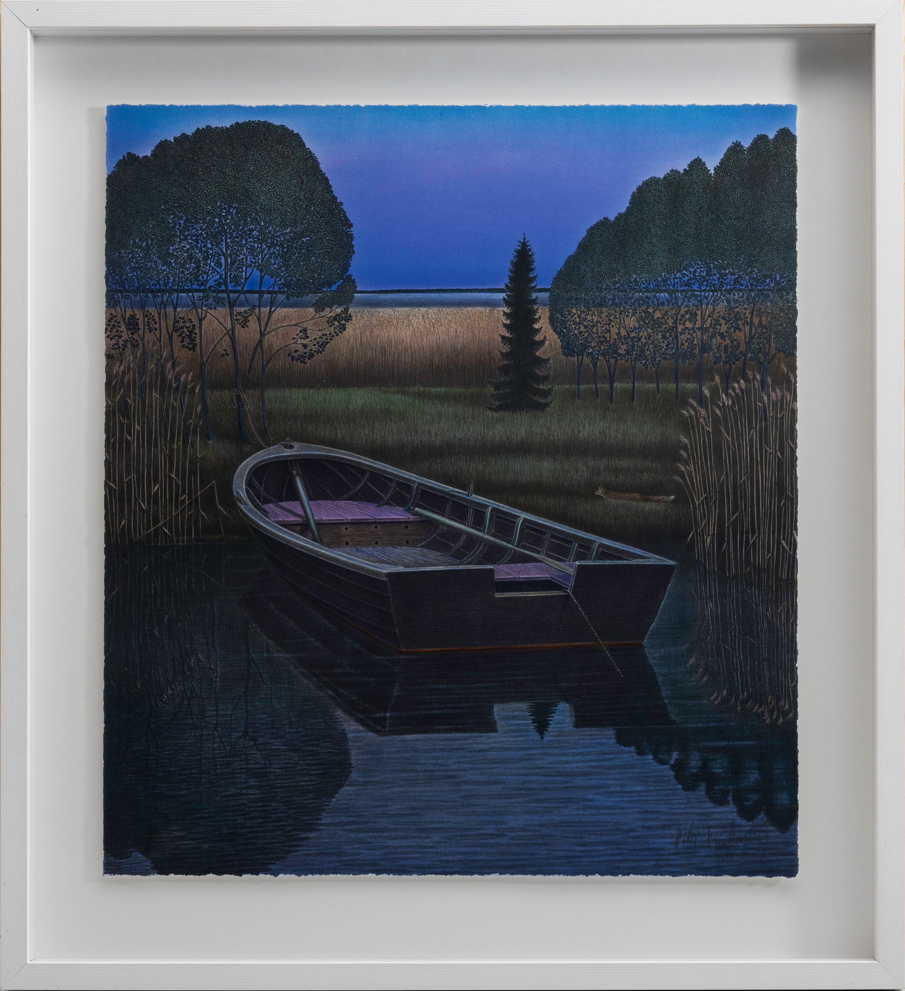 PETER BOROTINSKIJ. Färglitografi, roddbåt, signerad, HC IV/XXV.