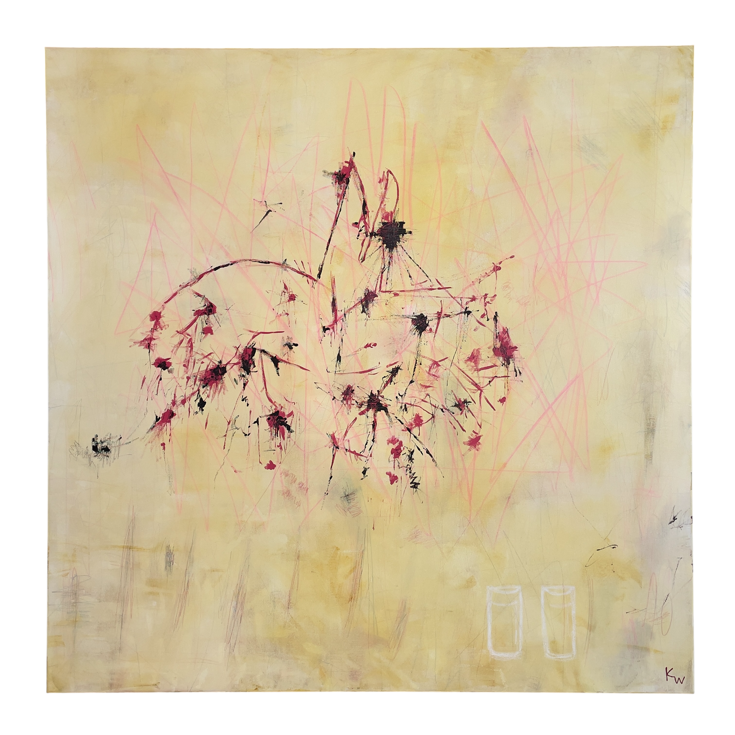 KELVIN WILLIAM (f. 1999, Sverige), blandteknik, "Fragment", monogramsignerad. Signerad, daterad 2025 samt betitlad a tergo.