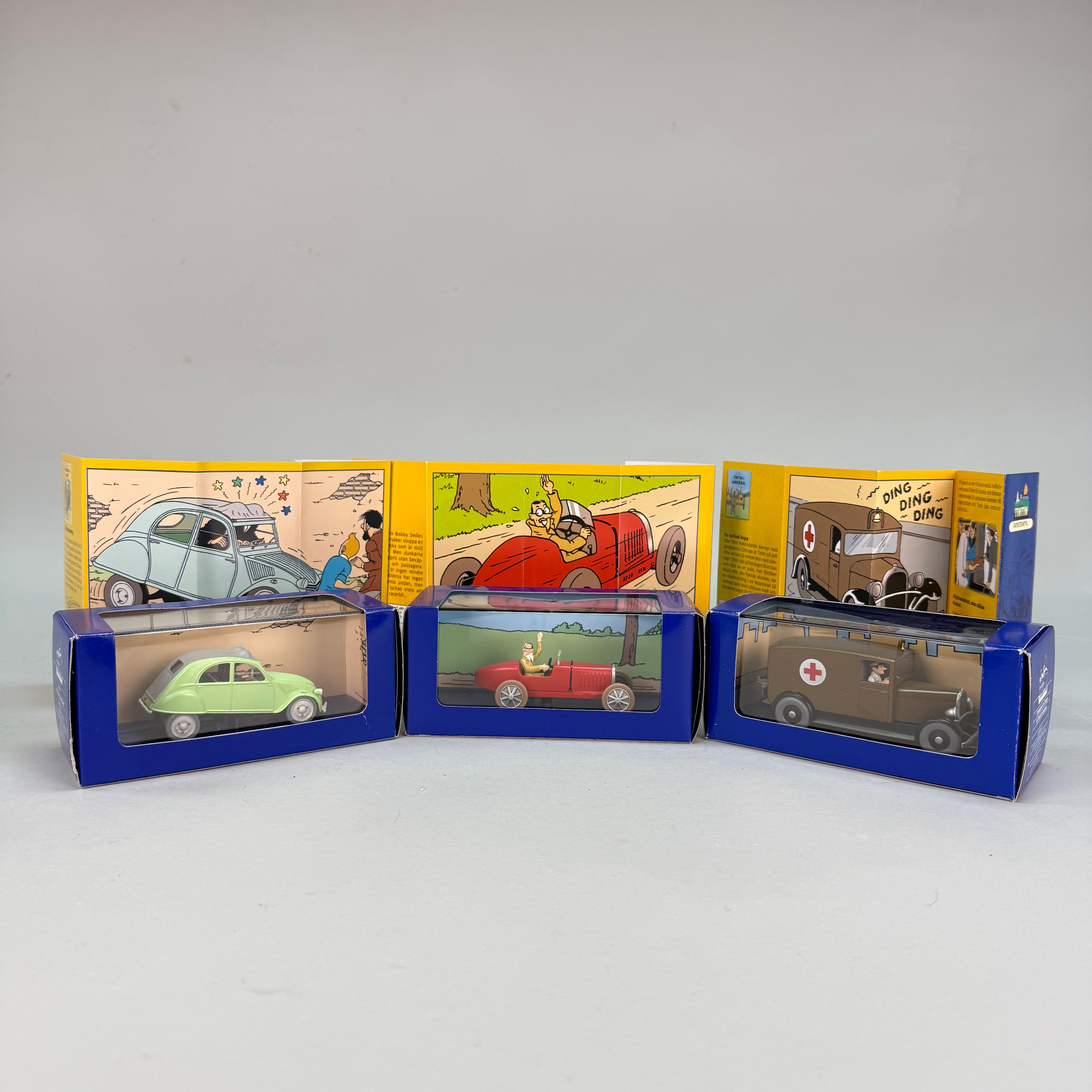 TINTIN SAMLARBILAR - Lastbilen med opium, Spider Coupé, Skåpbil.