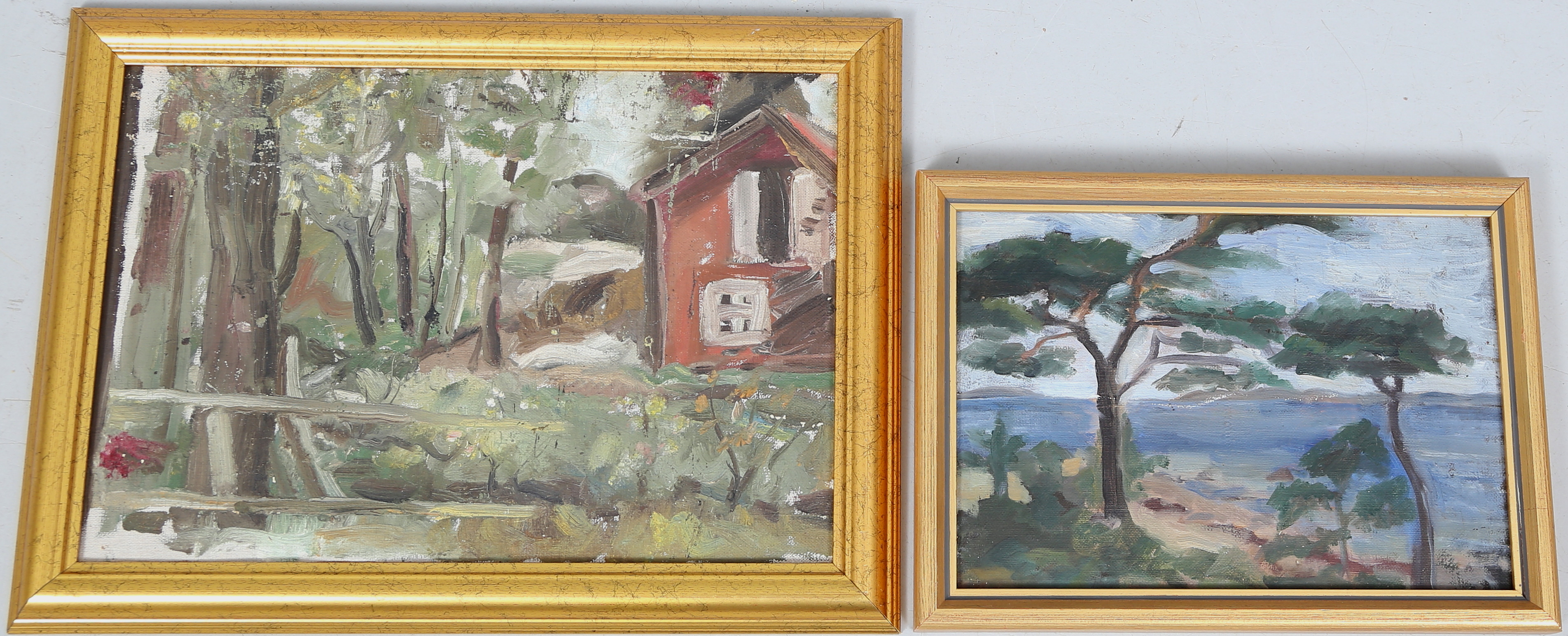 MARY-ANN TOLLIN-VERDE. 2 st, olja på pannå, uppklistrade, osignerade.