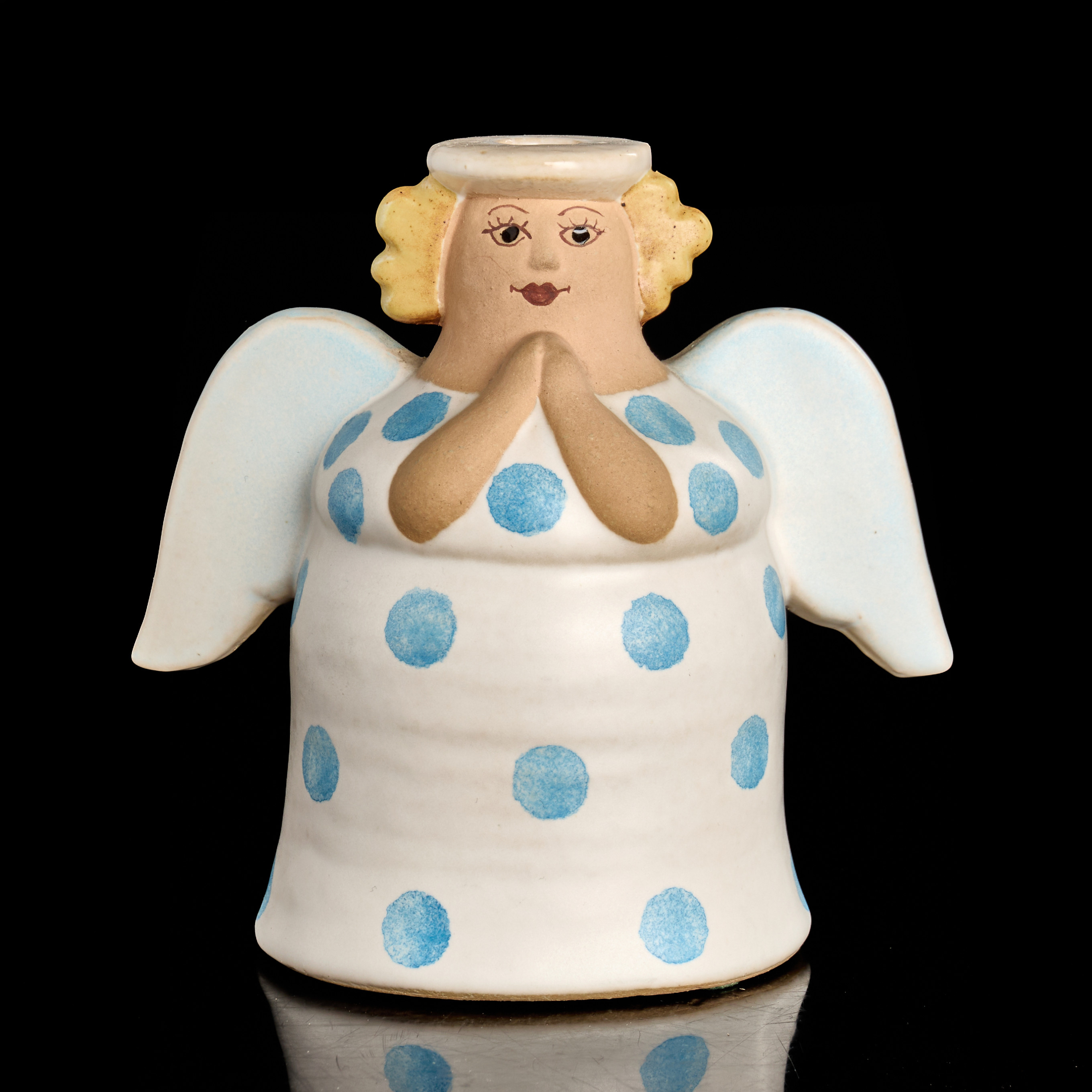 LISA LARSON (1931–2024). Ljusstake, stengods, Ängel, K-studion, Gustavsberg.