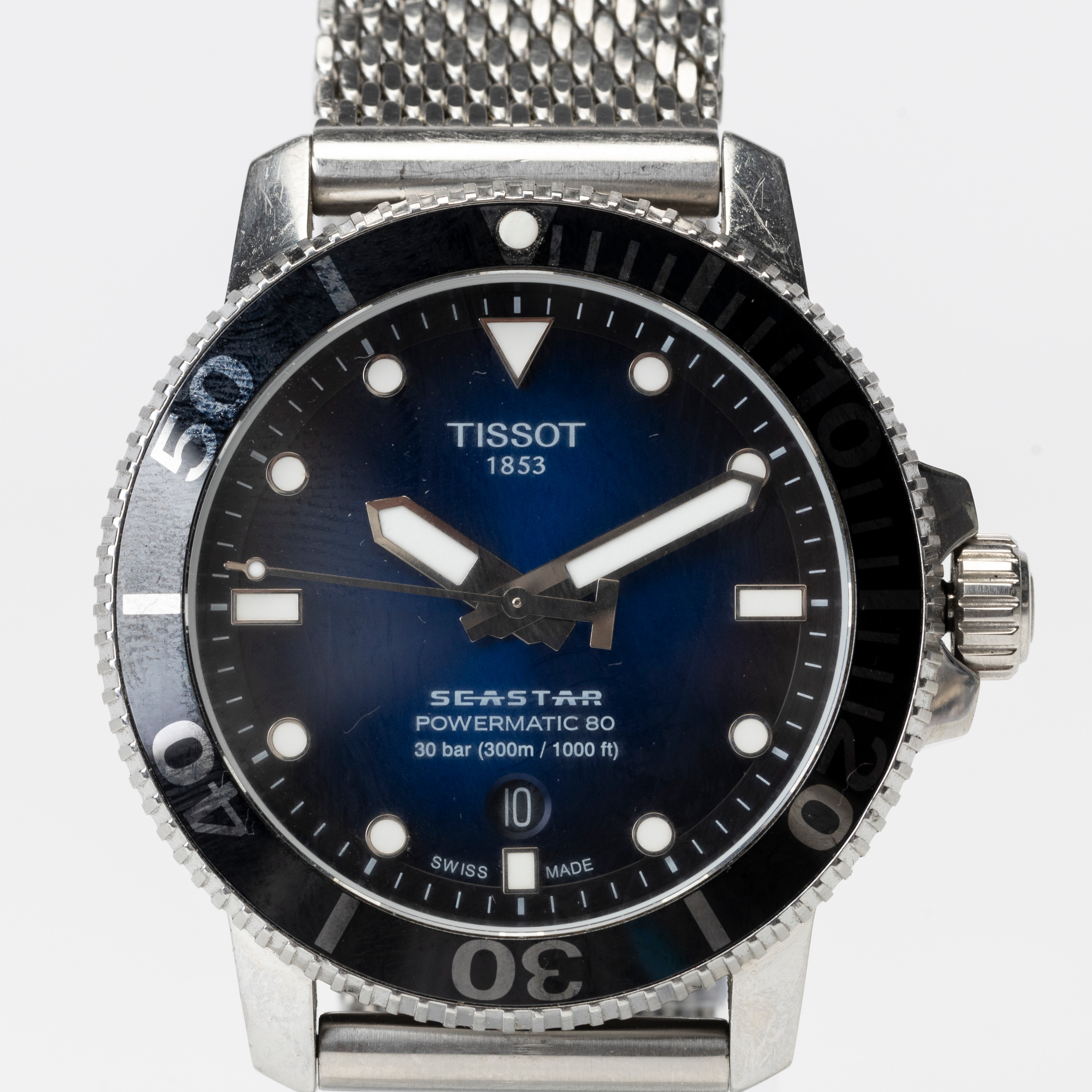 TISSOT Seastar 1000ft, Powermatic 80, armbandsur, automatisk, cal. eta C07.111, stål, samtida.
