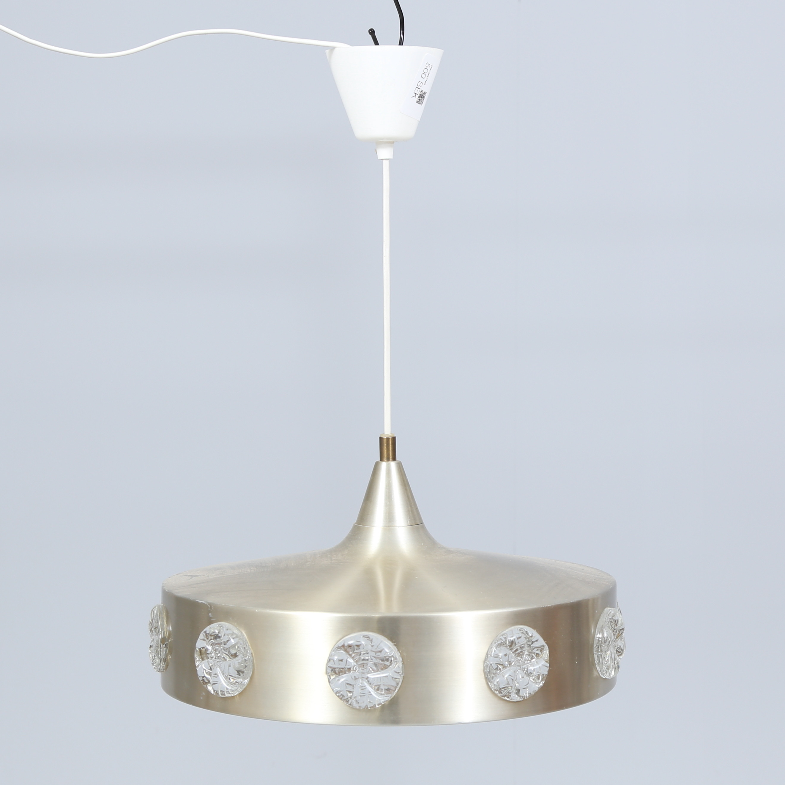 TAKLAMPA, metall och glas, 1960/70-tal.