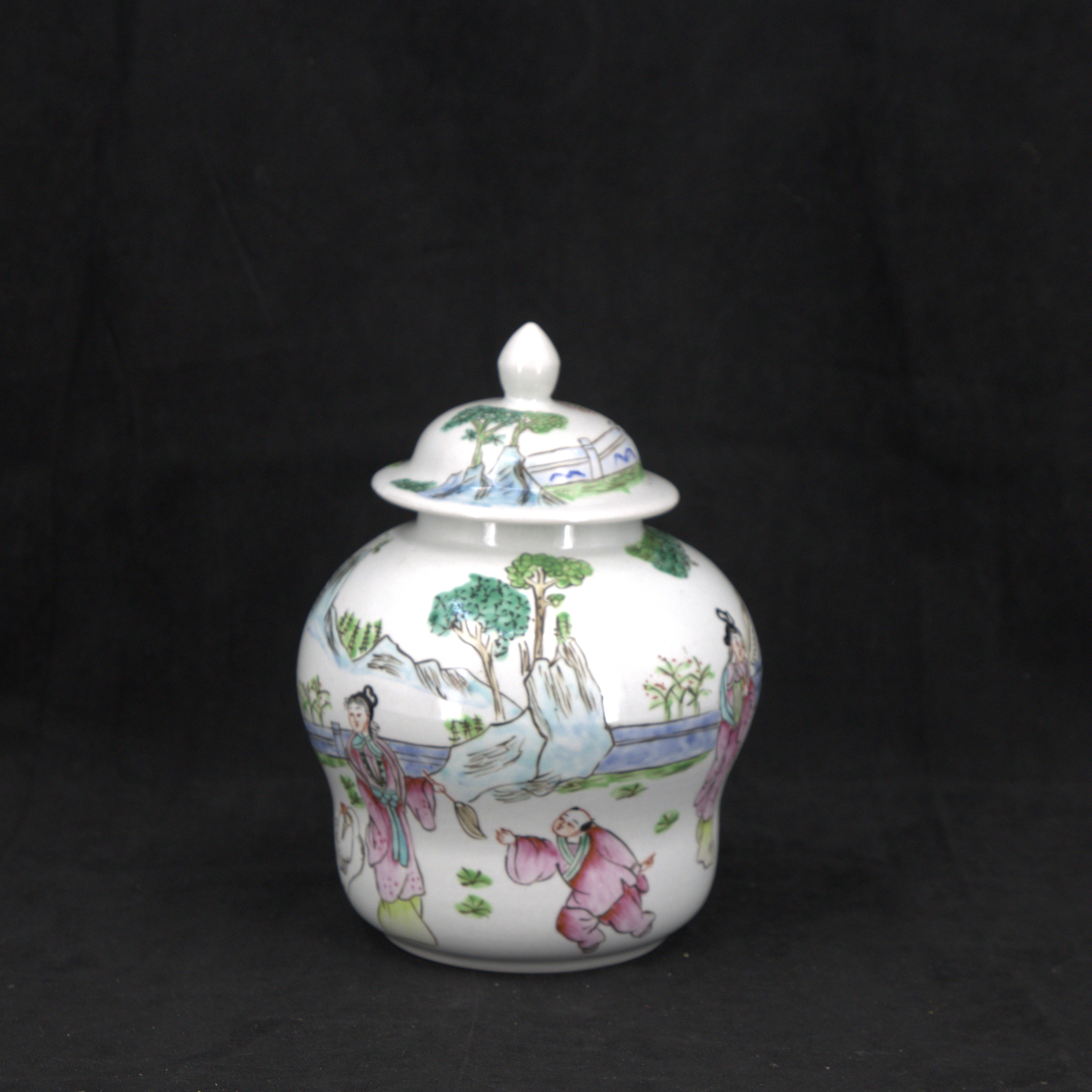 LOCKURNA, handmålad dekor, stengods, tecken i botten, Kina.