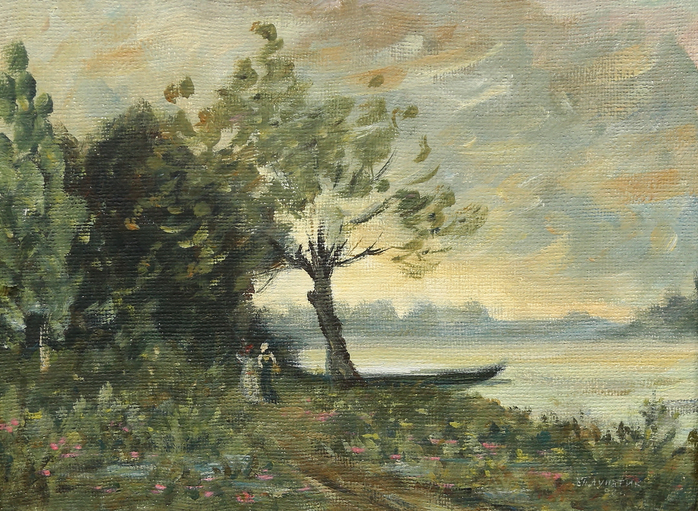 OIDENTIFIERAD KONSTNÄR. olja på duk, möjligen signerad P.Pakhnitsky efter översättning, Ryssland.