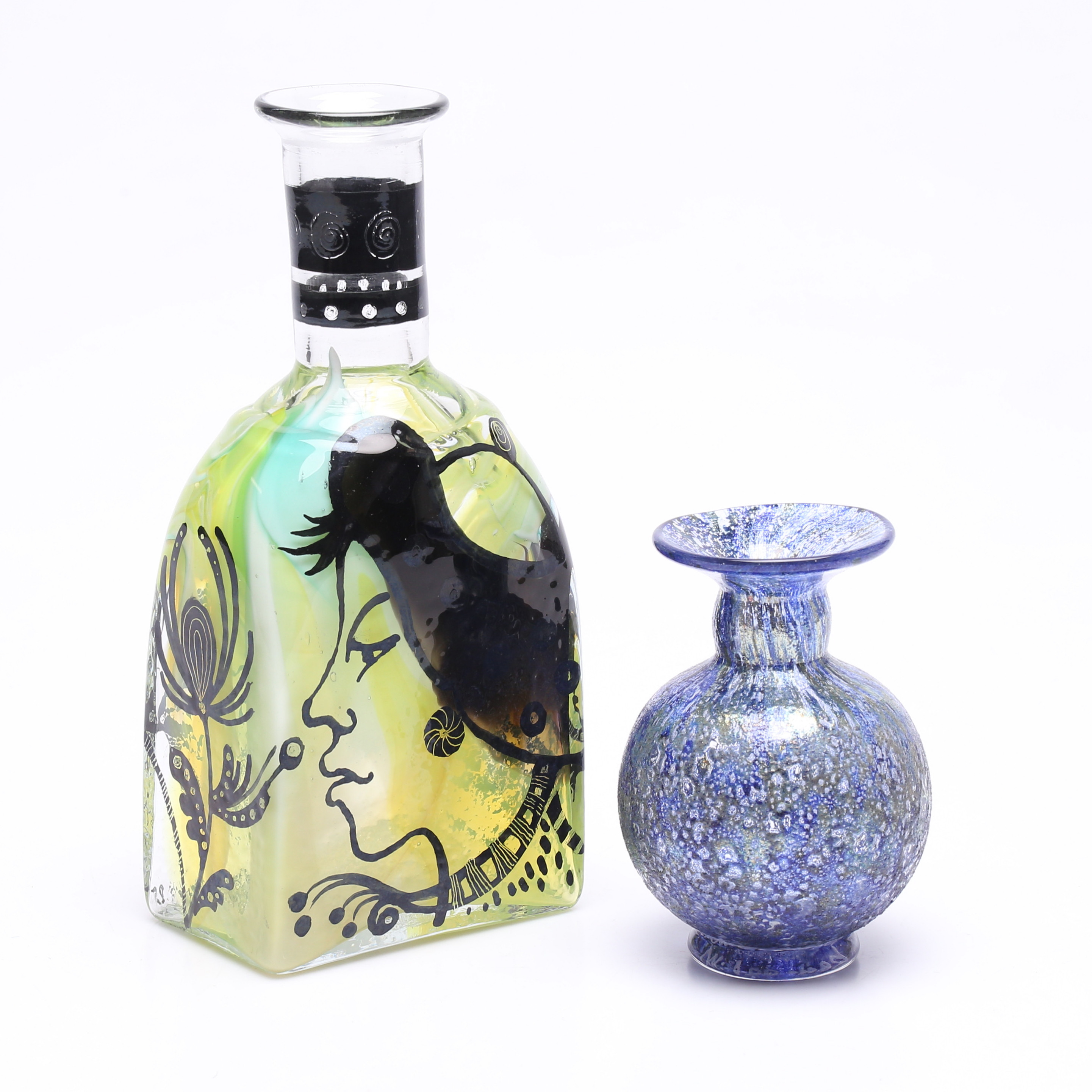 MILAN VOBRUBA. Konstglas, 2 delar, Gusum, signerade.