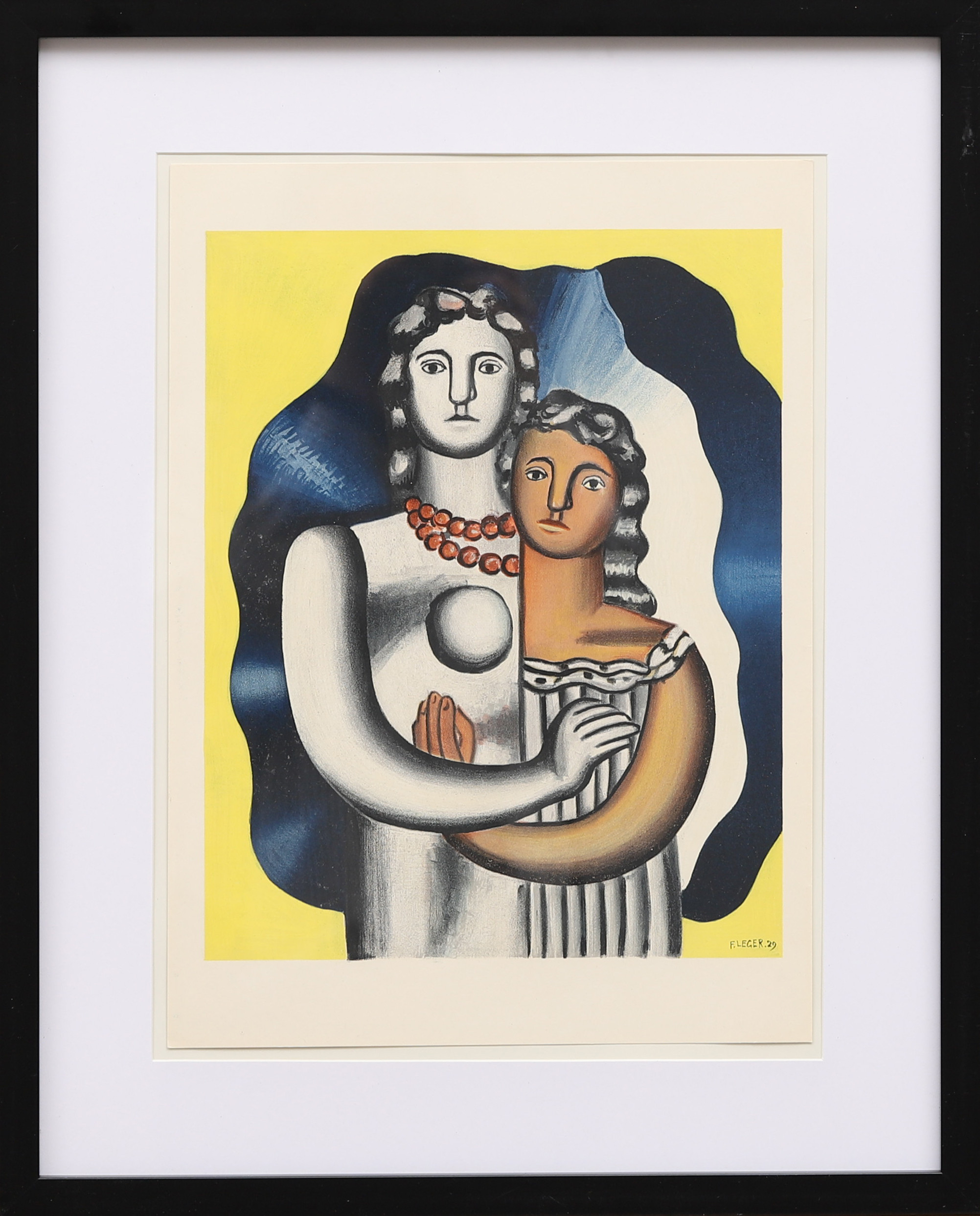 FERNAND  LÉGER. EFTER. "Les deux figures", färglitografi ur Derrière le Miroir nr 79-80-81 1955.