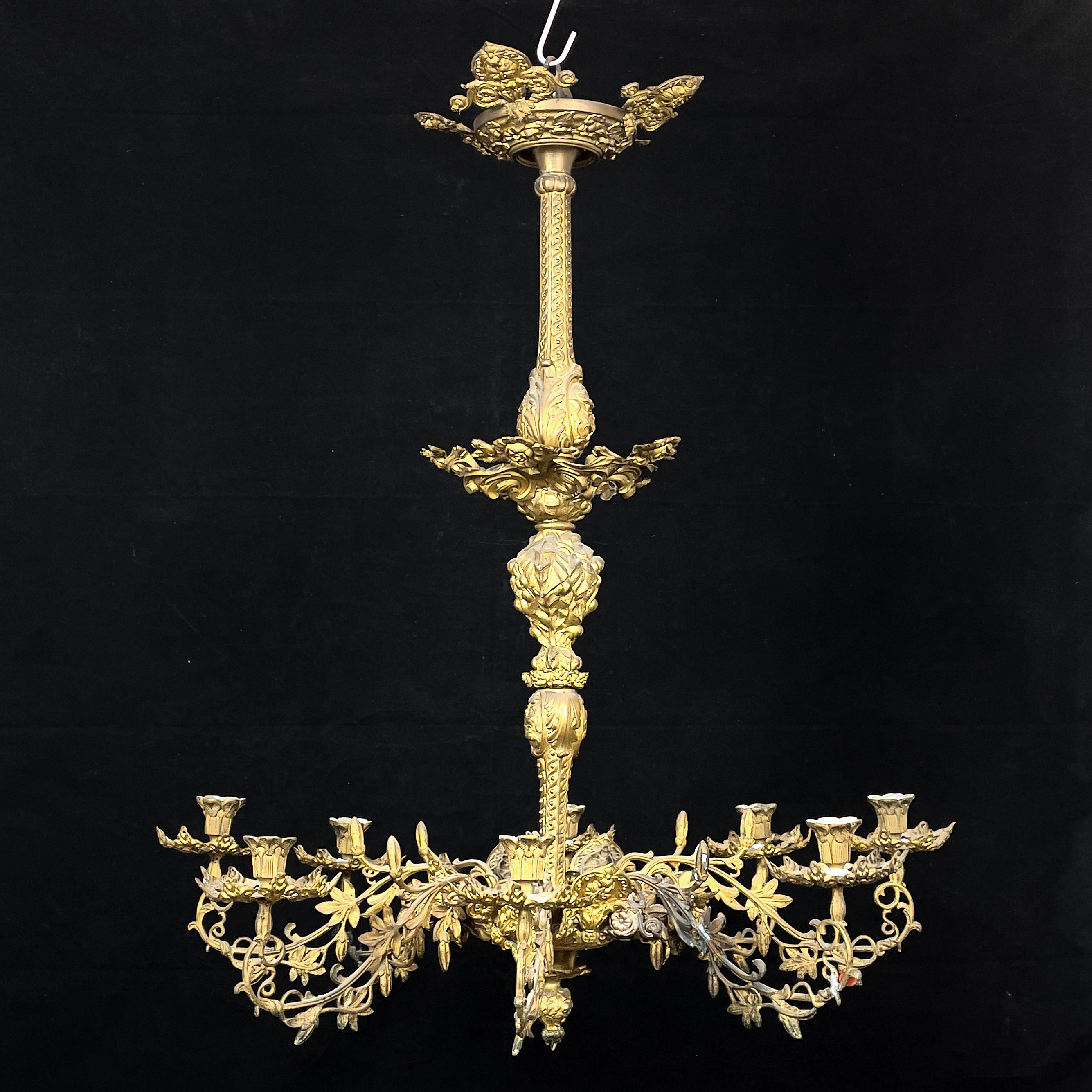 LJUSKRONA. Nyrokoko, bronserad mässing, 1800-tal.