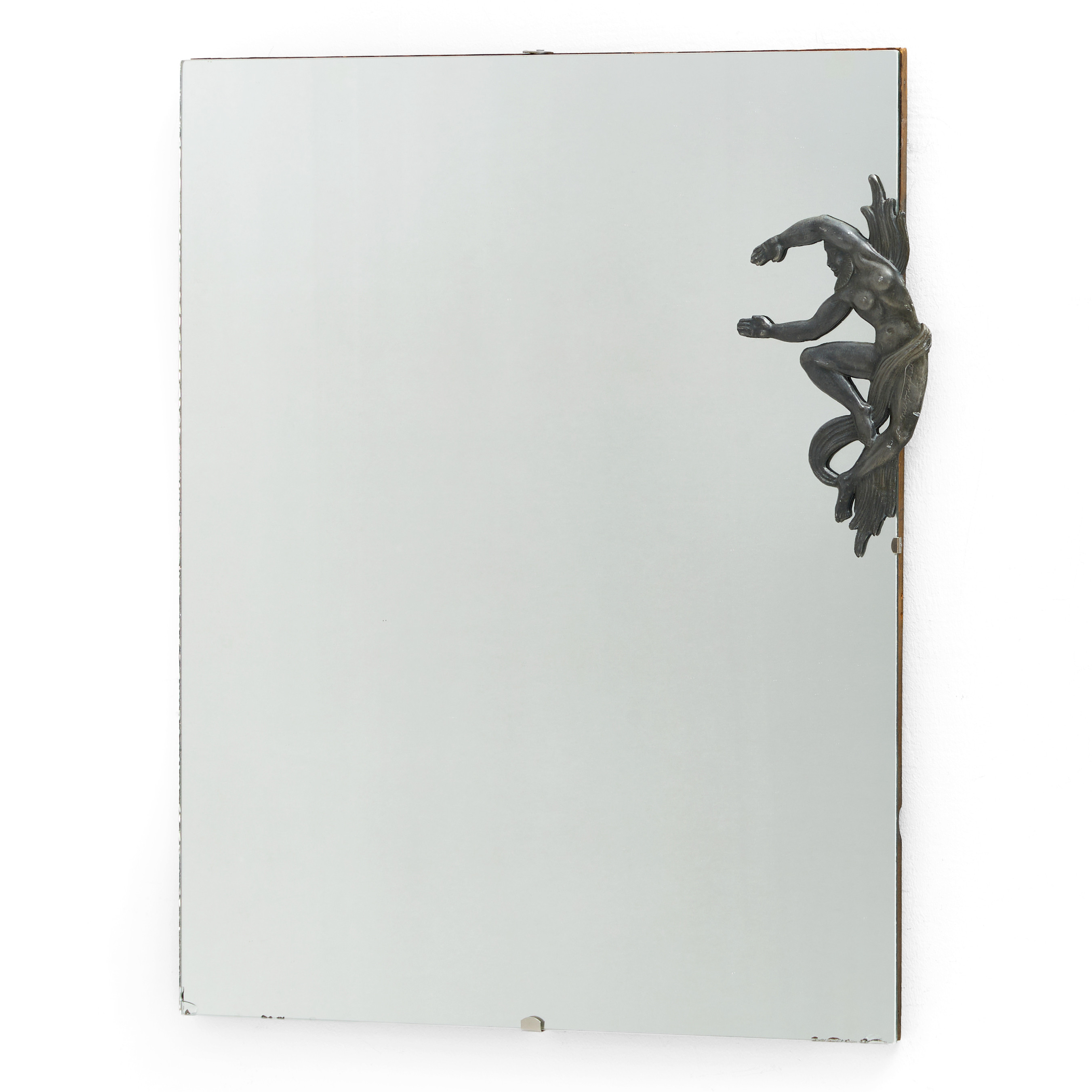 NILS FOUGSTEDT (SVERIGE, 1881–1954). Spegel, signerad och daterad 1933, dekorornament i tenn, Swedish Grace.