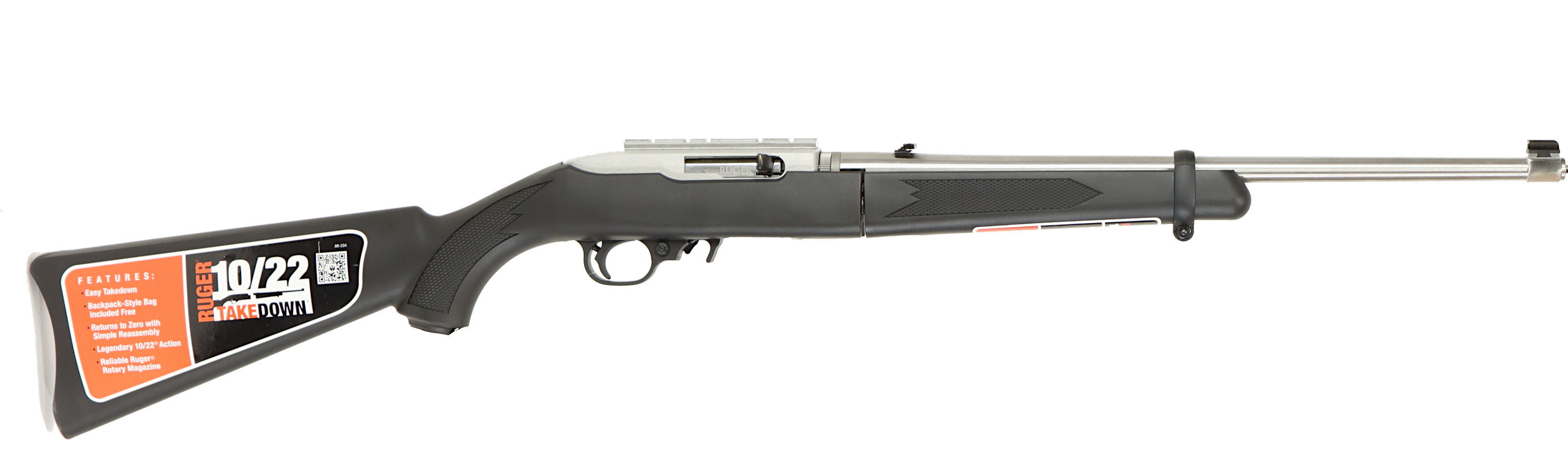 KULGEVÄR, fabrikat Ruger, modell 10/22 TD, kaliber .22LR, tillv.nr 0003-69371, se-nr SE2625751.