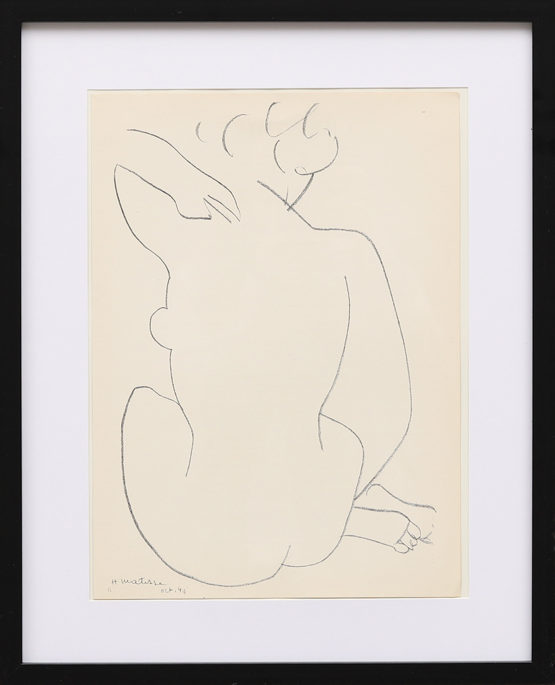 HENRI MATISSE. EFTER. Sittande kvinna. Litografi, ur Derrière le Miroir nr 46-47, 1952, signerad och daterad oct -49 i trycket.