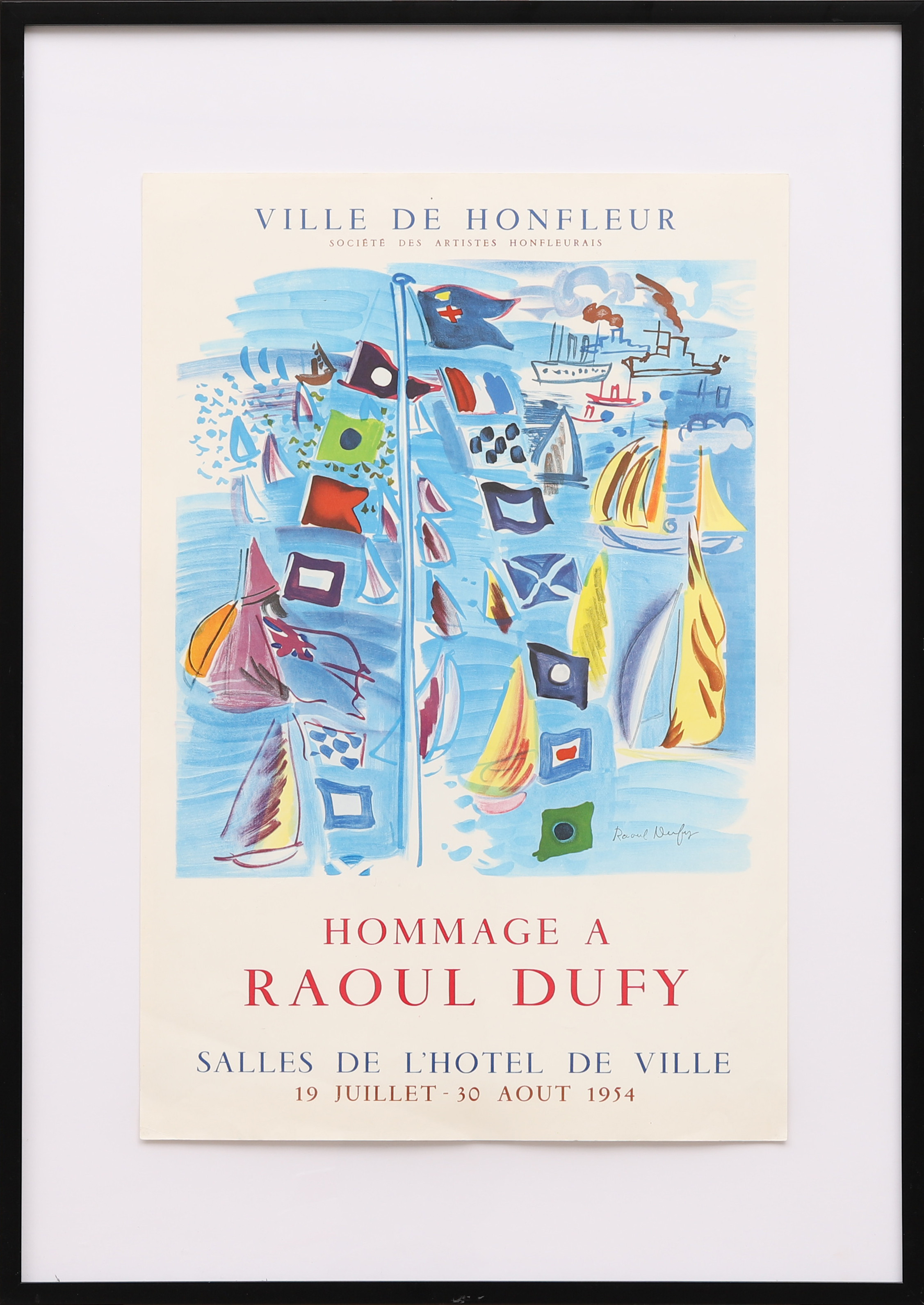 RAOUL DUFY. Utställningsaffisch, "Hommage à Raoul Dufy", 1954.