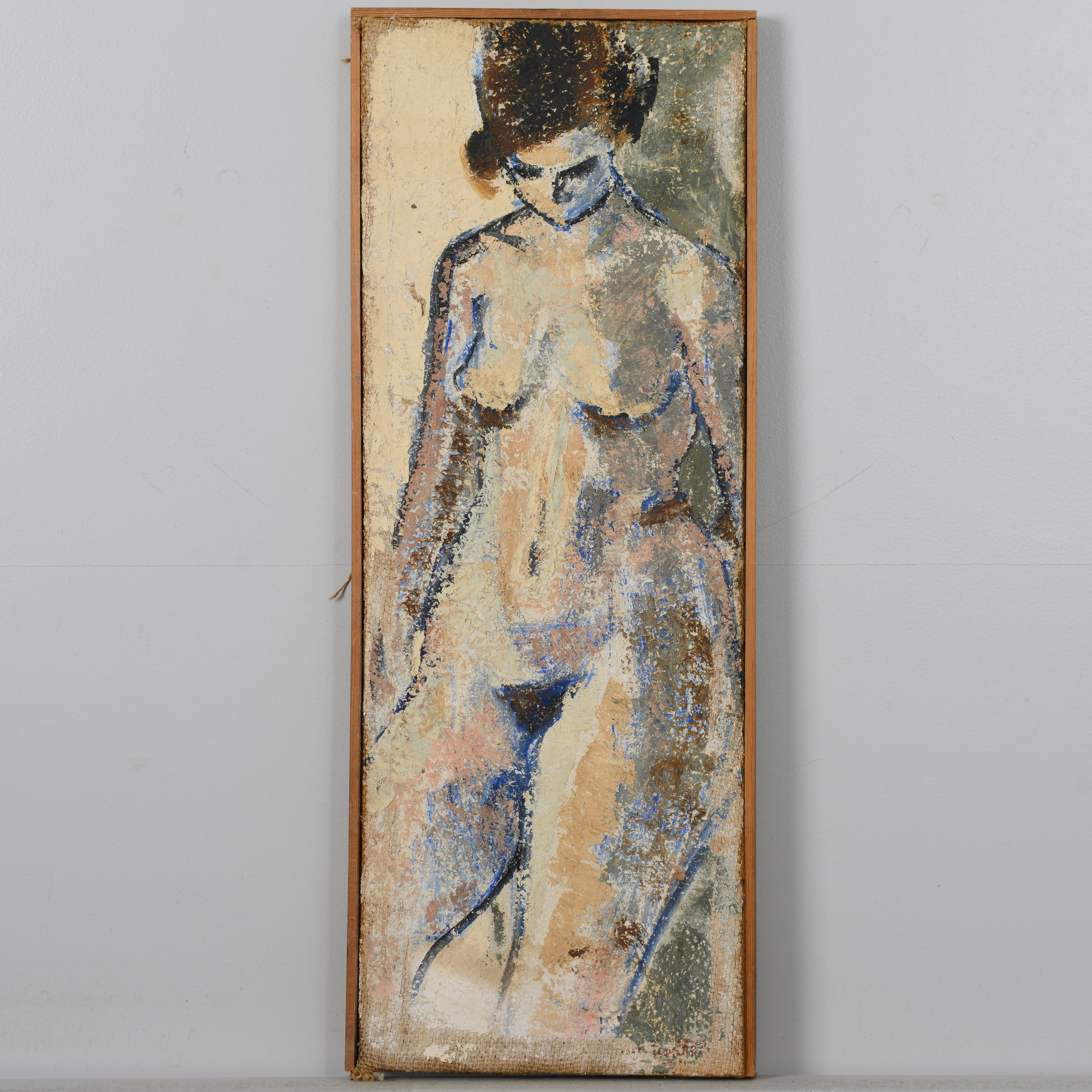 ERIC LUNDBERG. Kvinnofigur, olja på duk, signerad.