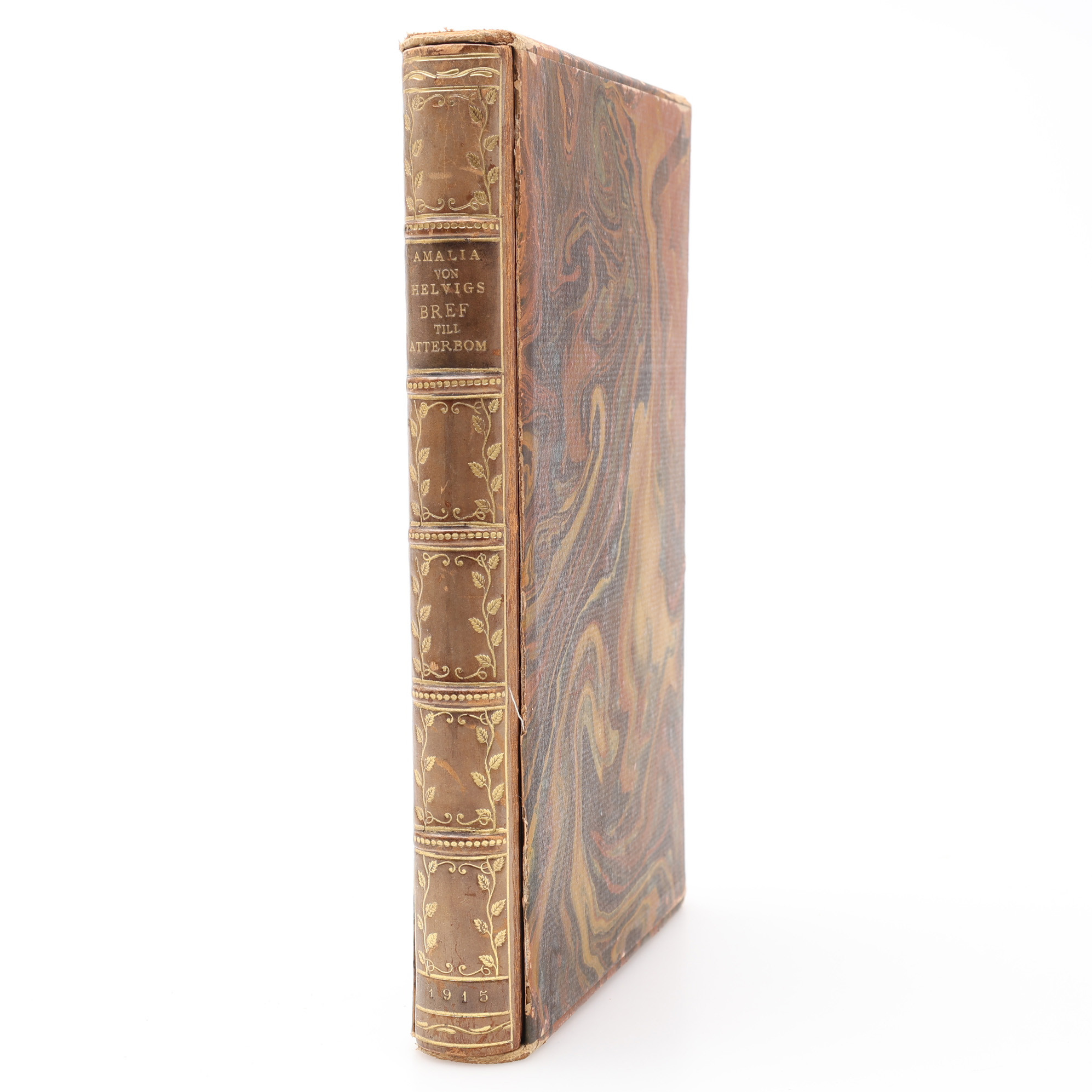 BOKBAND. ALMALIA VON HELVIGS BREF TILL ATTERBOM I ETT RIKT FÖRGYLLT PRAKTBAND 1915.
